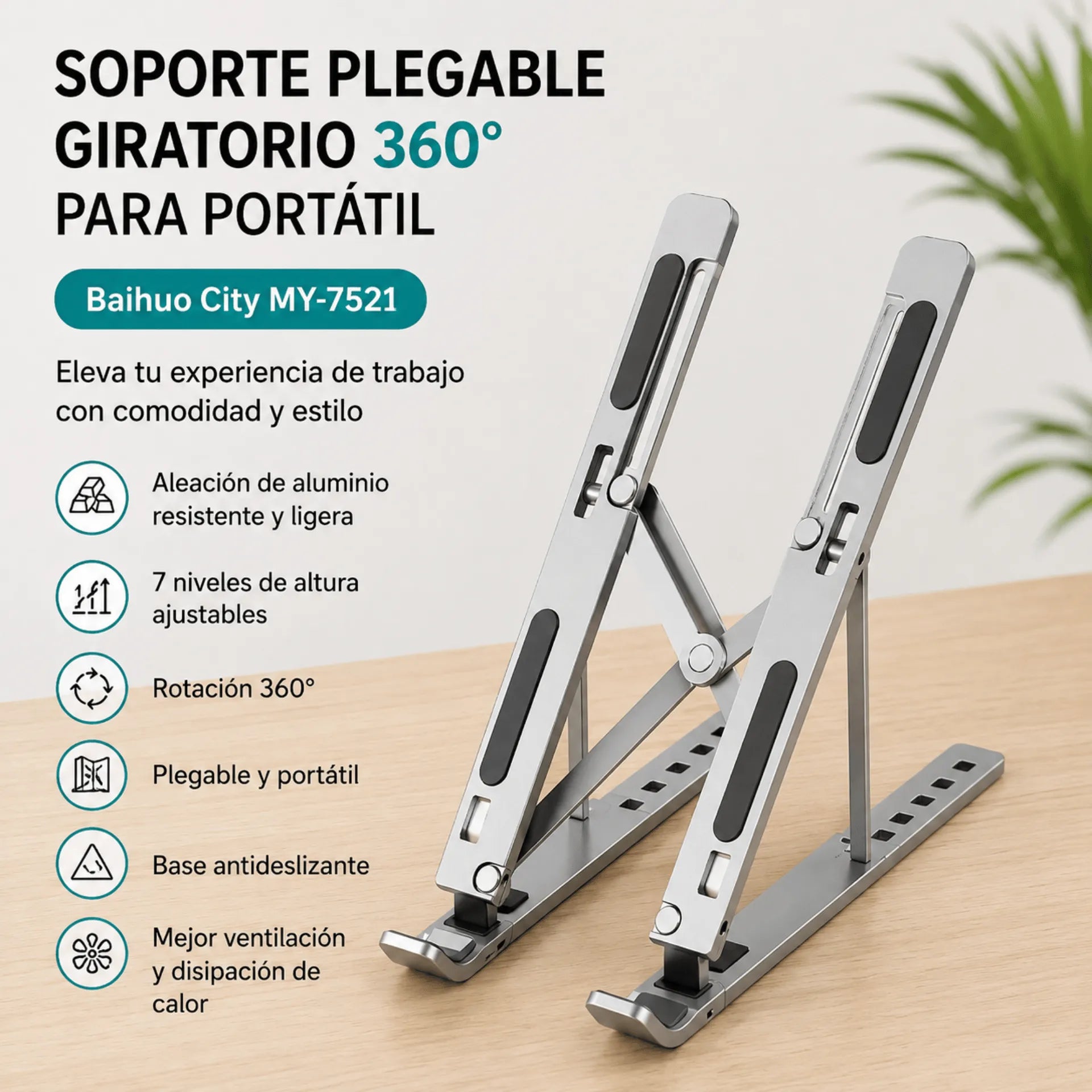 Soporte Plegable Para Computador Portatil En Aluminio Baihuo City MY-7521