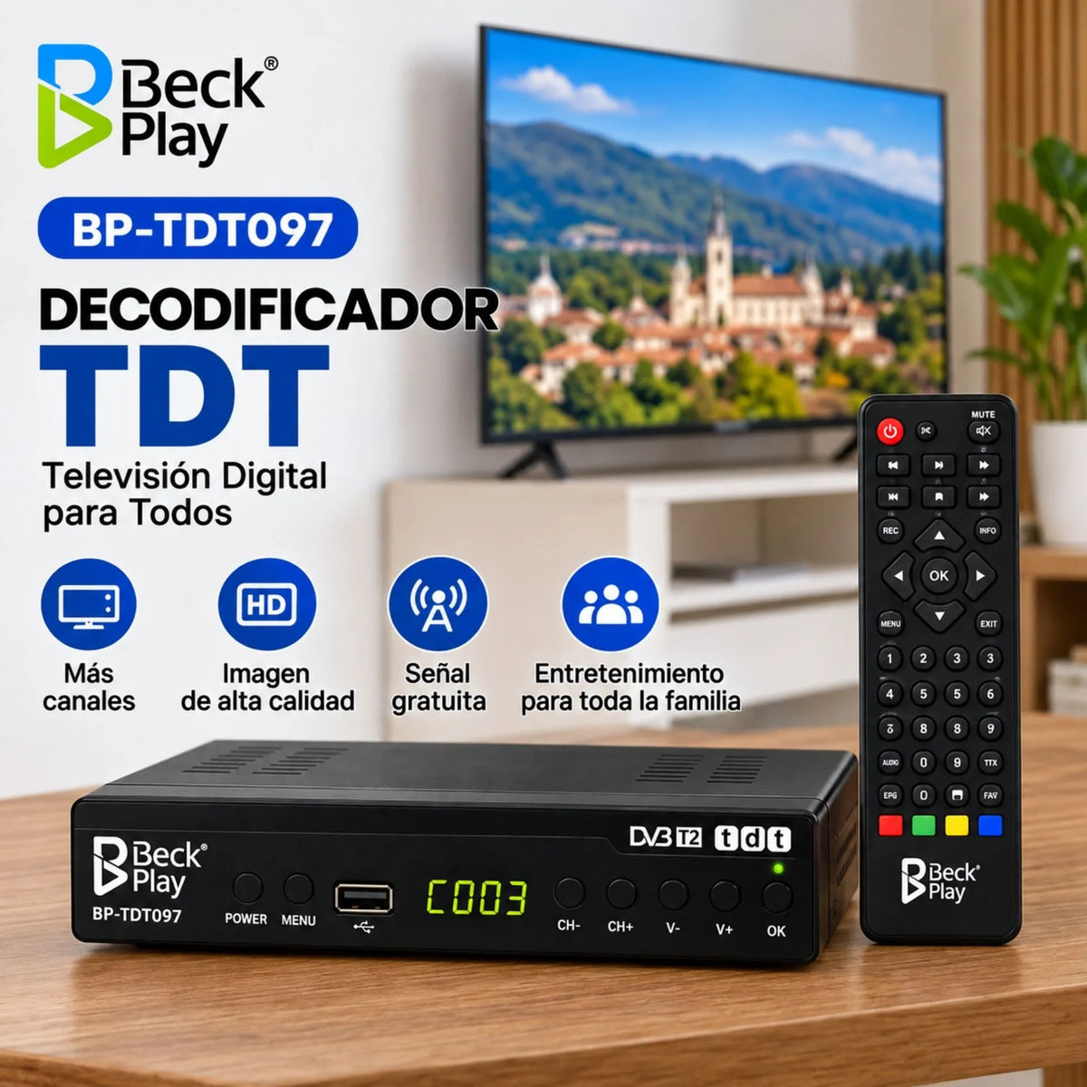 Decodificador TDT De Señal Para Televisión Digital Beck Play BP-TDT097