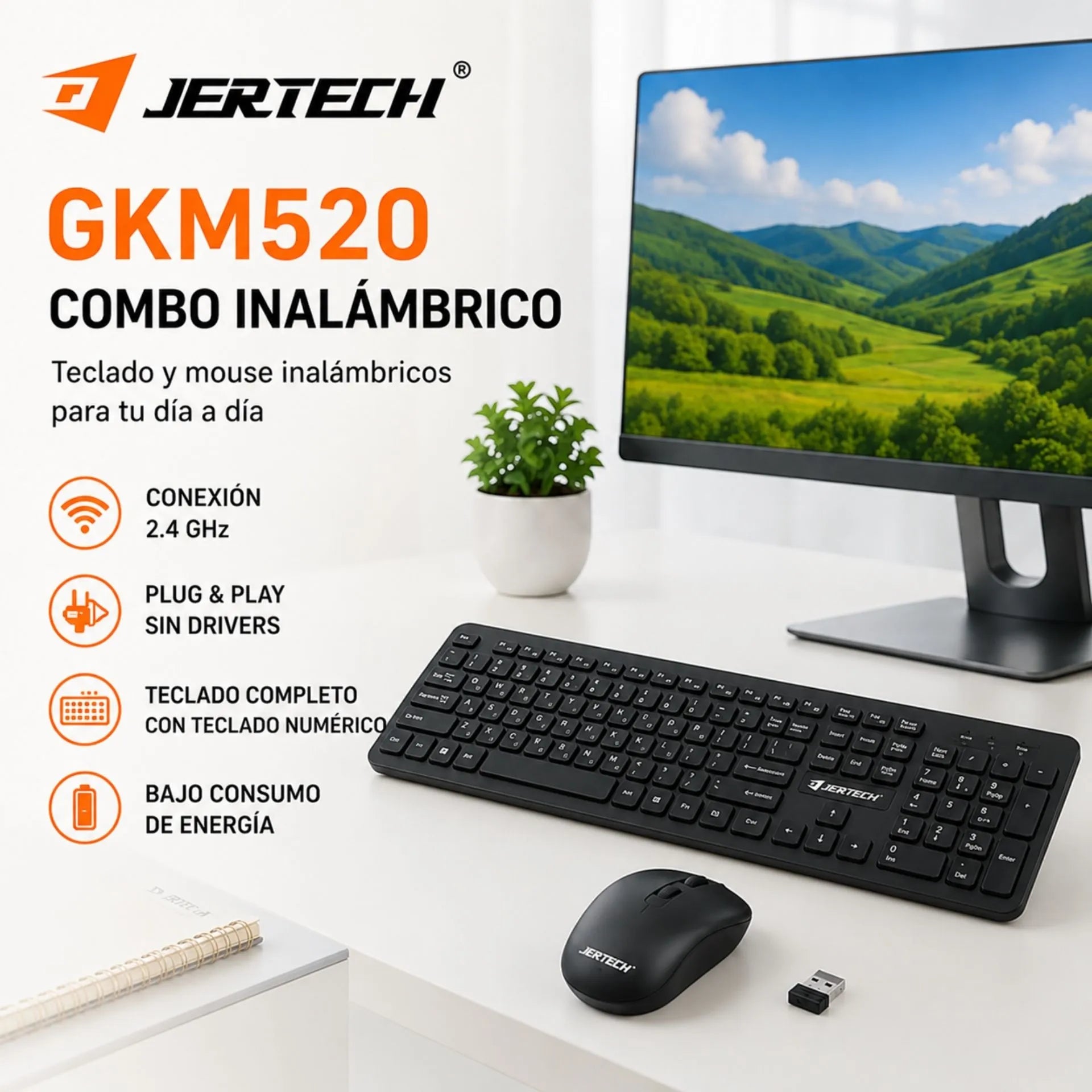 Combo Inalámbrico Slim Teclado Y Mouse USB GKM520
