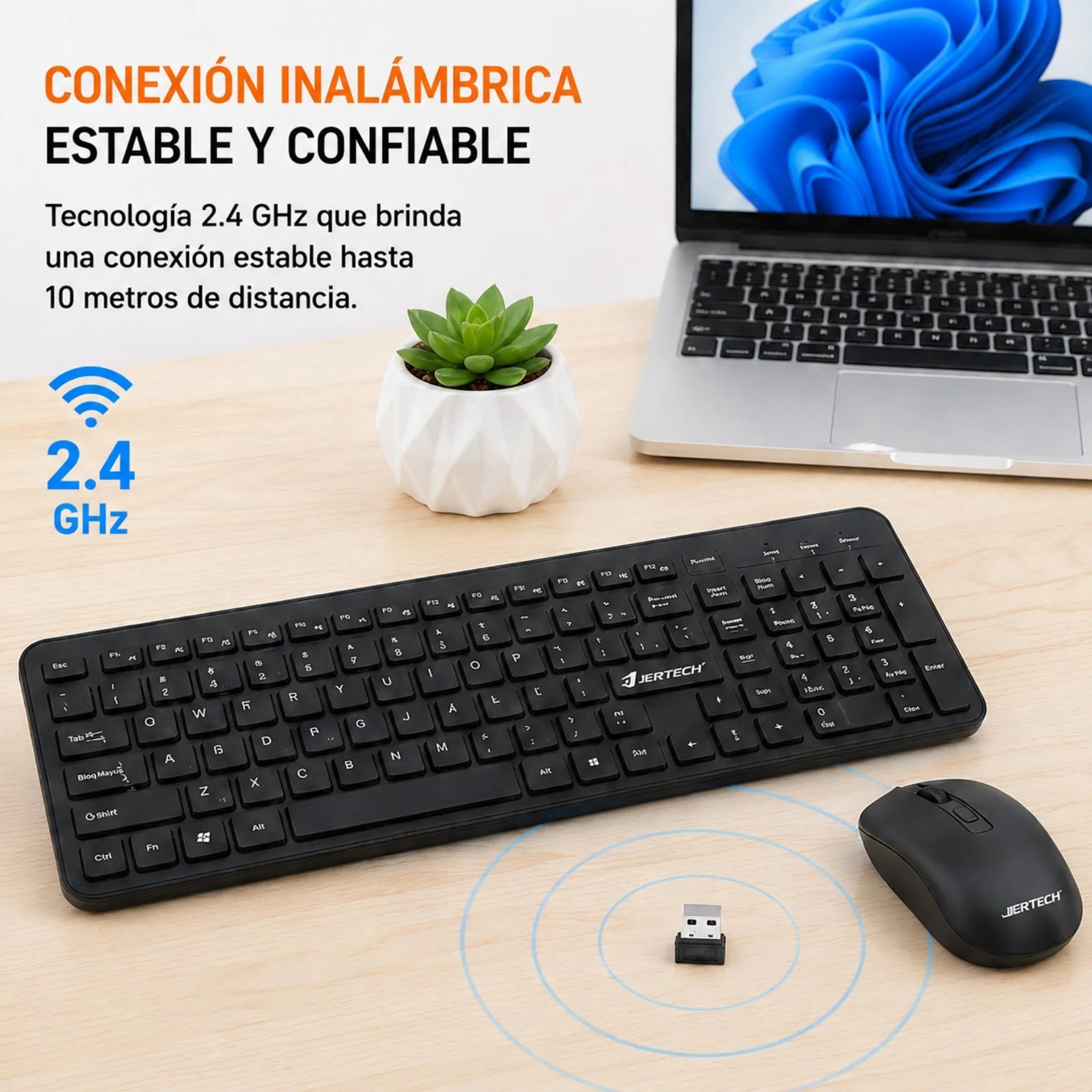 Combo Inalámbrico Slim Teclado Y Mouse USB GKM520