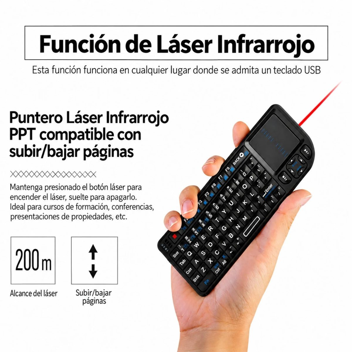 Mini Teclado Inalámbrico Ergonómico Slim Con Touchpad Bluetooth y Receptor 2.4G RT-MWK02