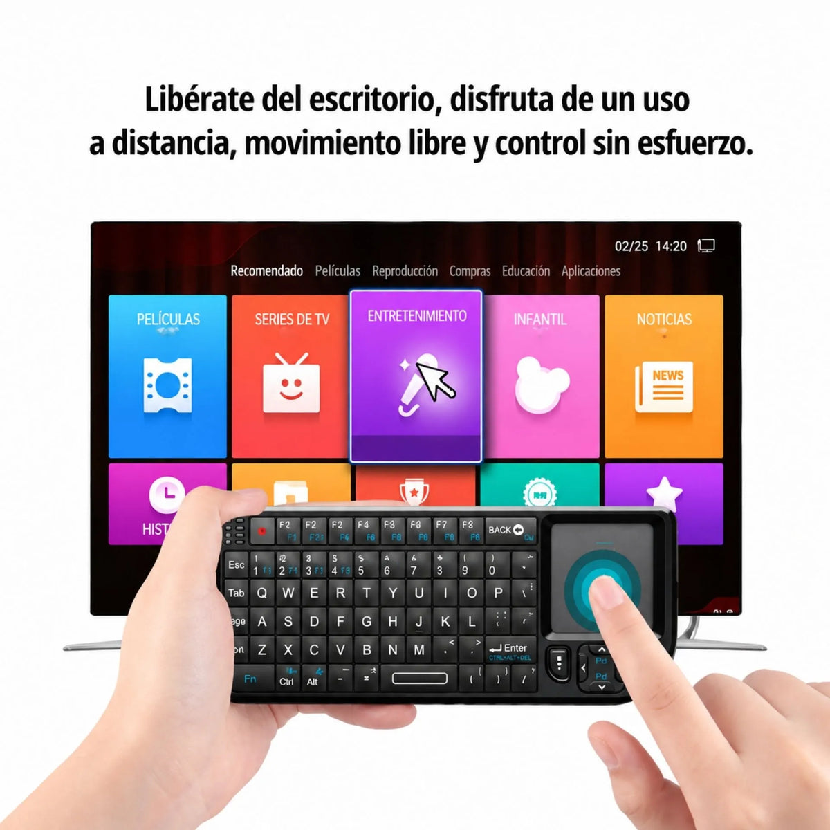 Mini Teclado Inalámbrico Ergonómico Slim Con Touchpad Bluetooth y Receptor 2.4G RT-MWK02
