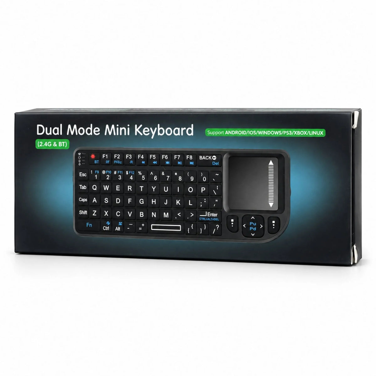 Mini Teclado Inalámbrico Ergonómico Slim Con Touchpad Bluetooth y Receptor 2.4G RT-MWK02