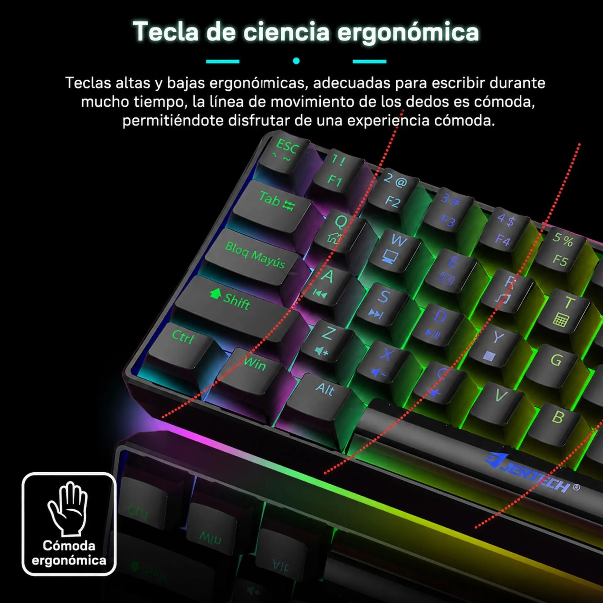 Teclado Mecánico Gamer Retroiluminado Alambrico Tipo C Jertech JK540
