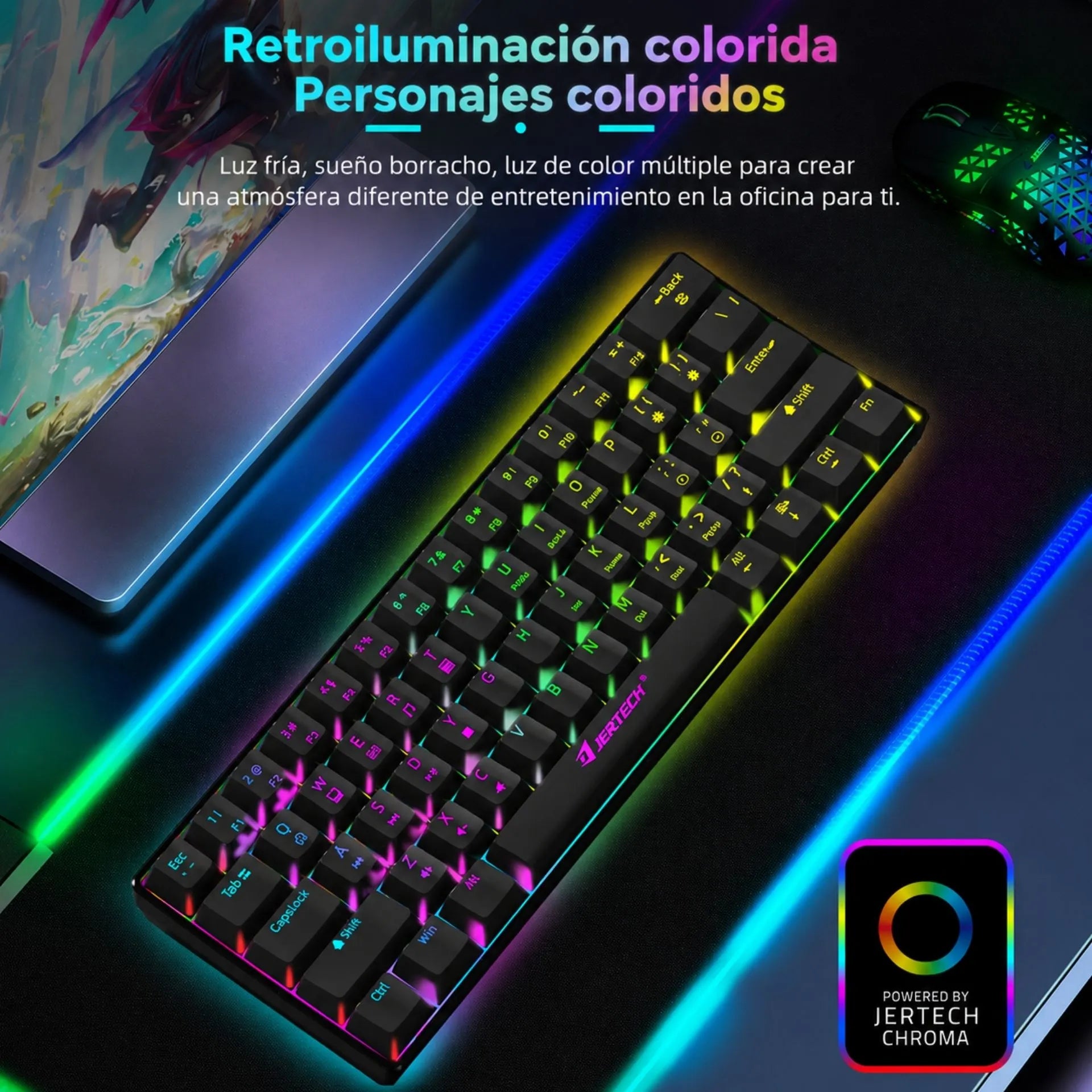 Teclado Mecánico Gamer Retroiluminado Alambrico Tipo C Jertech JK540