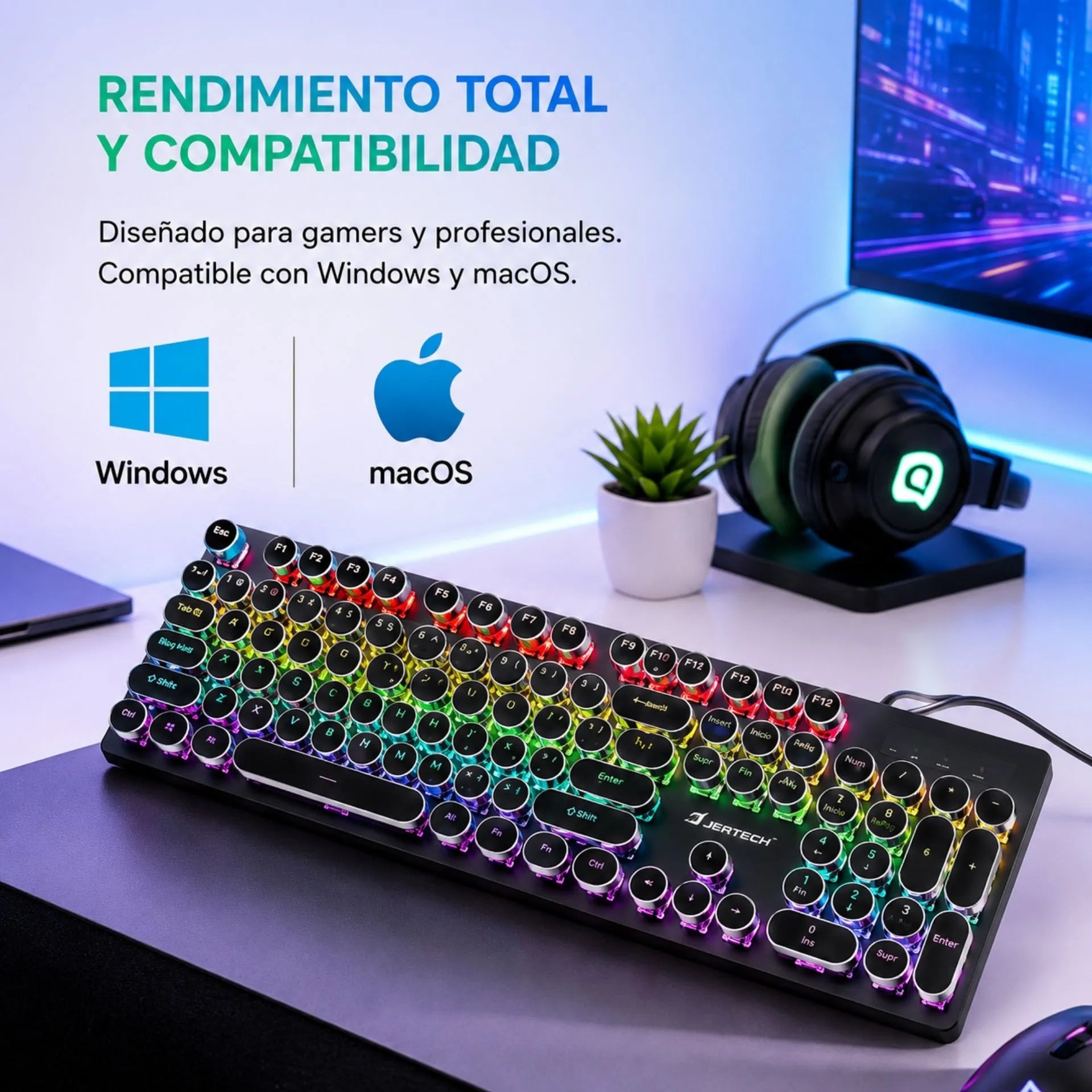 Teclado Mecánico Gamer Alámbrico USB Retroiluminado Jertech JK570