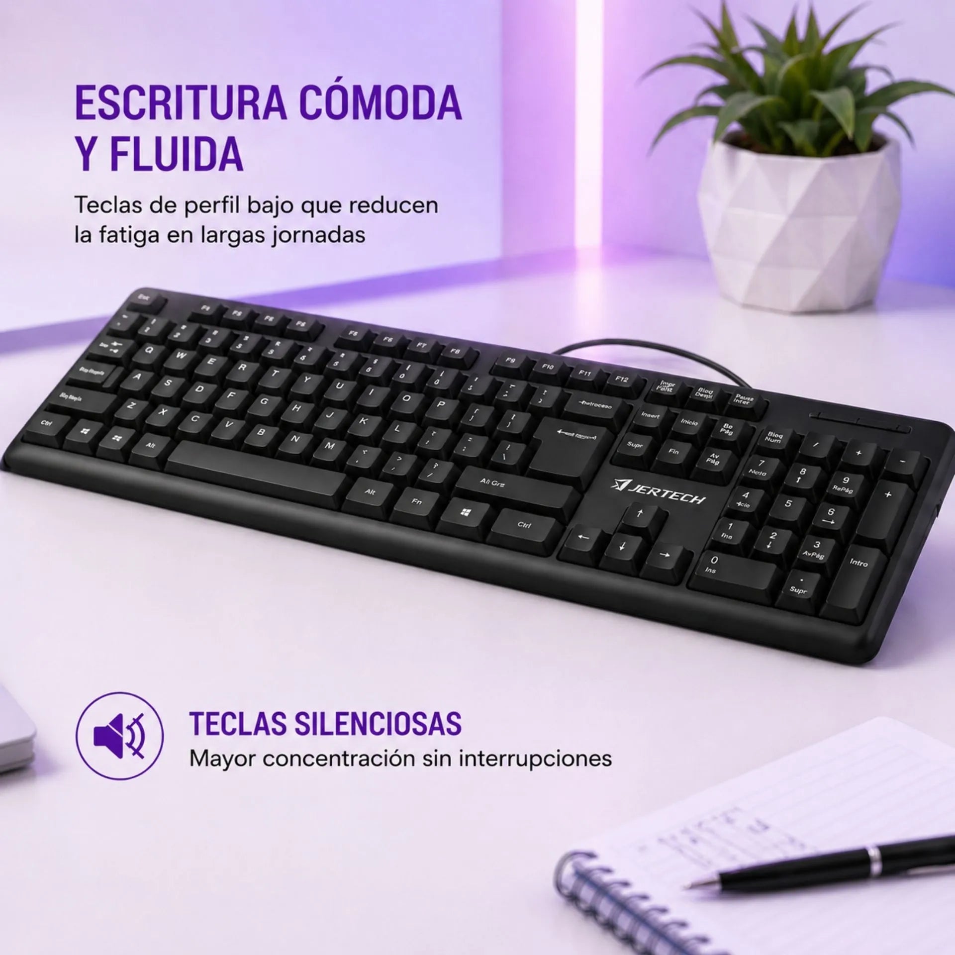 Teclado Alámbrico USB QWERTY Plug & Play Jertech K328