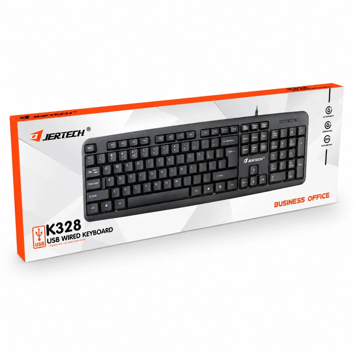 Teclado Alámbrico USB QWERTY Plug & Play Jertech K328