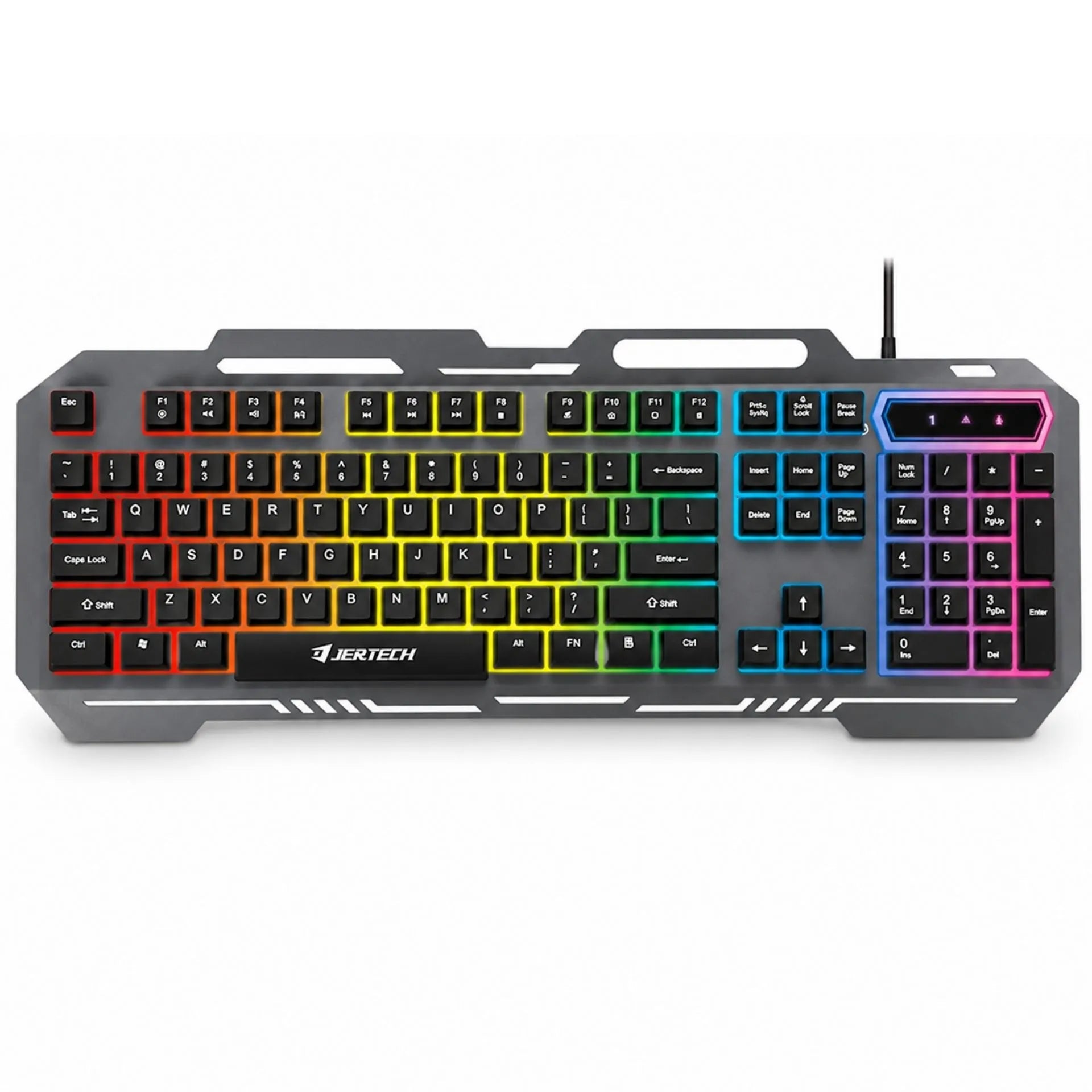 Teclado Gamer Alámbrico USB Base Metálica Retroiluminado QWERTY Jertech K910