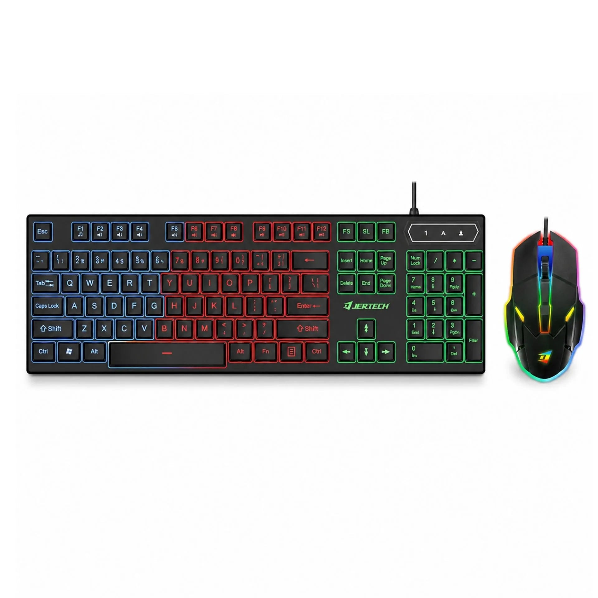 Combo Teclado Y Mouse Gamer Alámbrico USB Retroiluminado RGB Jertech KM180