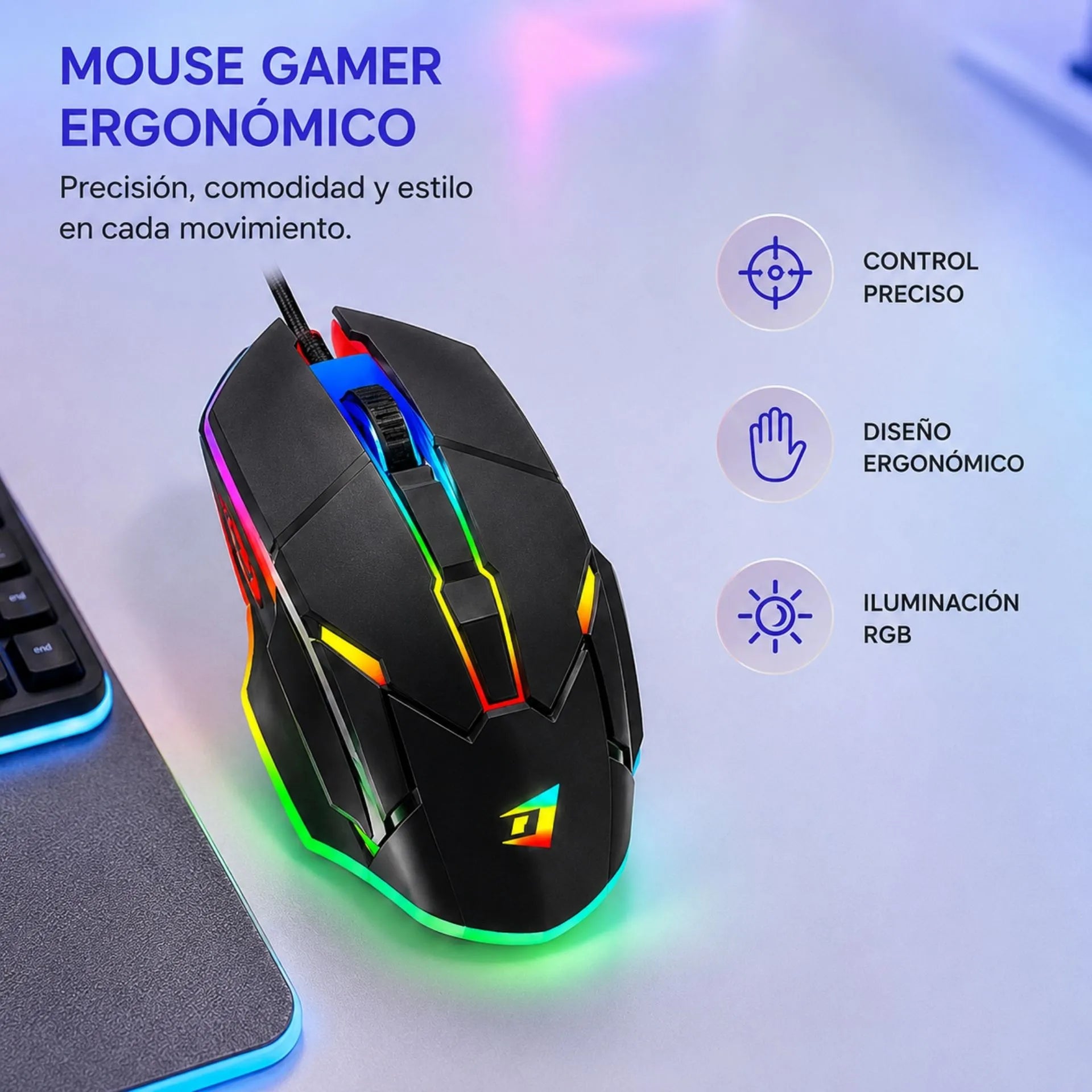 Combo Teclado Y Mouse Gamer Alámbrico USB Retroiluminado RGB Jertech KM180