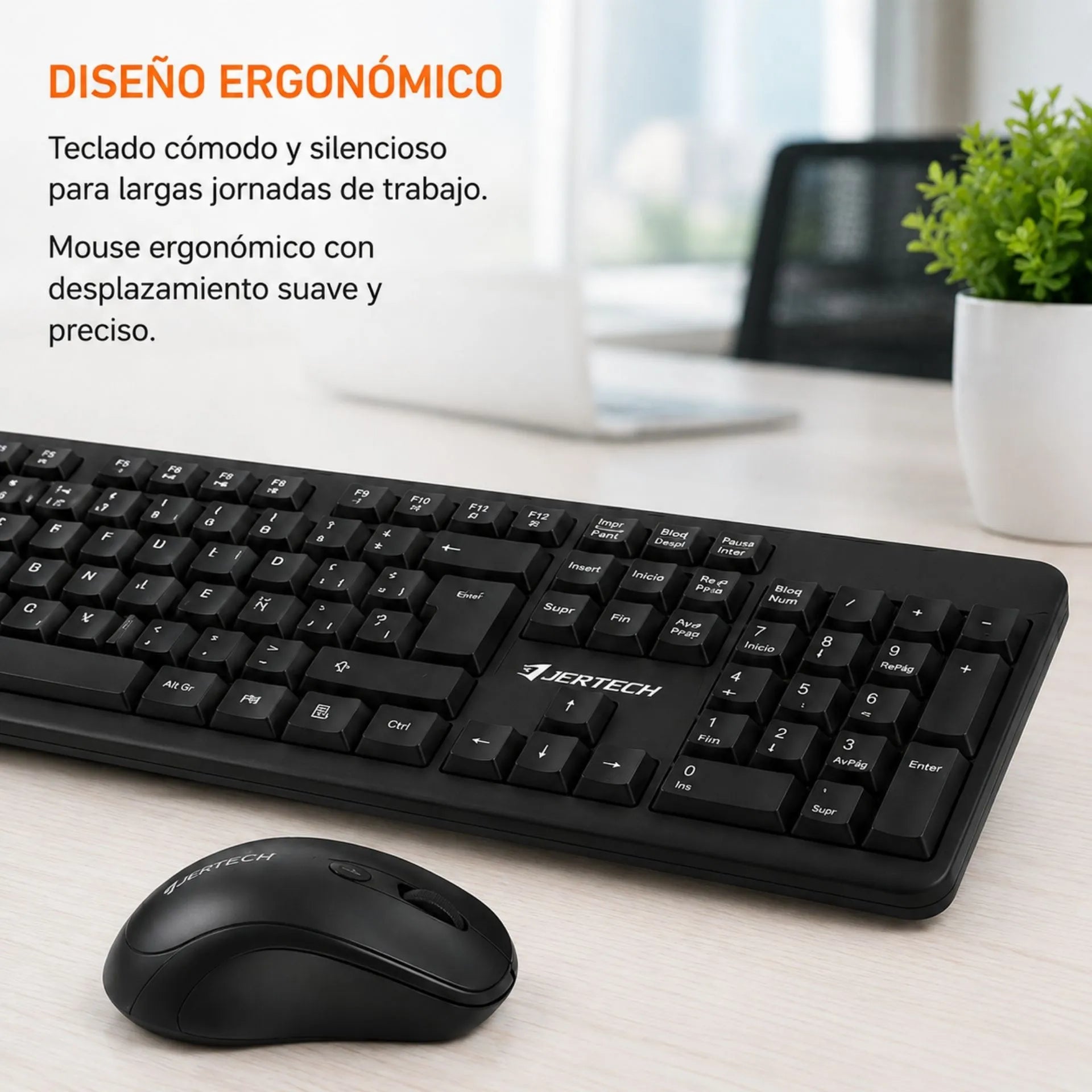 Combo Inalámbrico Teclado Completo Y Mouse USB Jertech KM300
