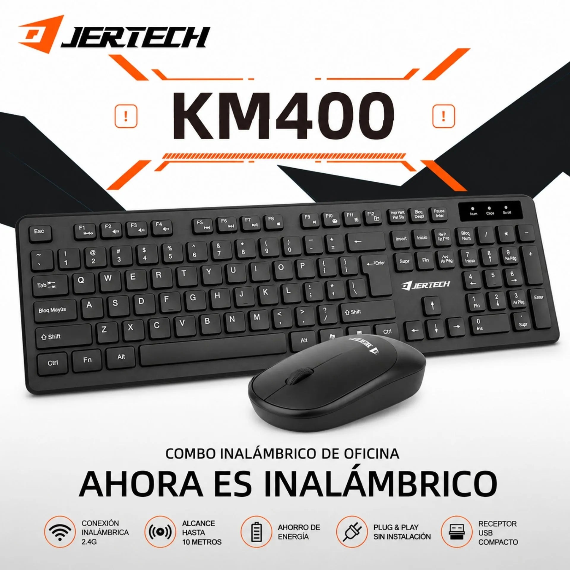 Combo Teclado y Mouse Inalámbrico 2.4G Jertech  KM400