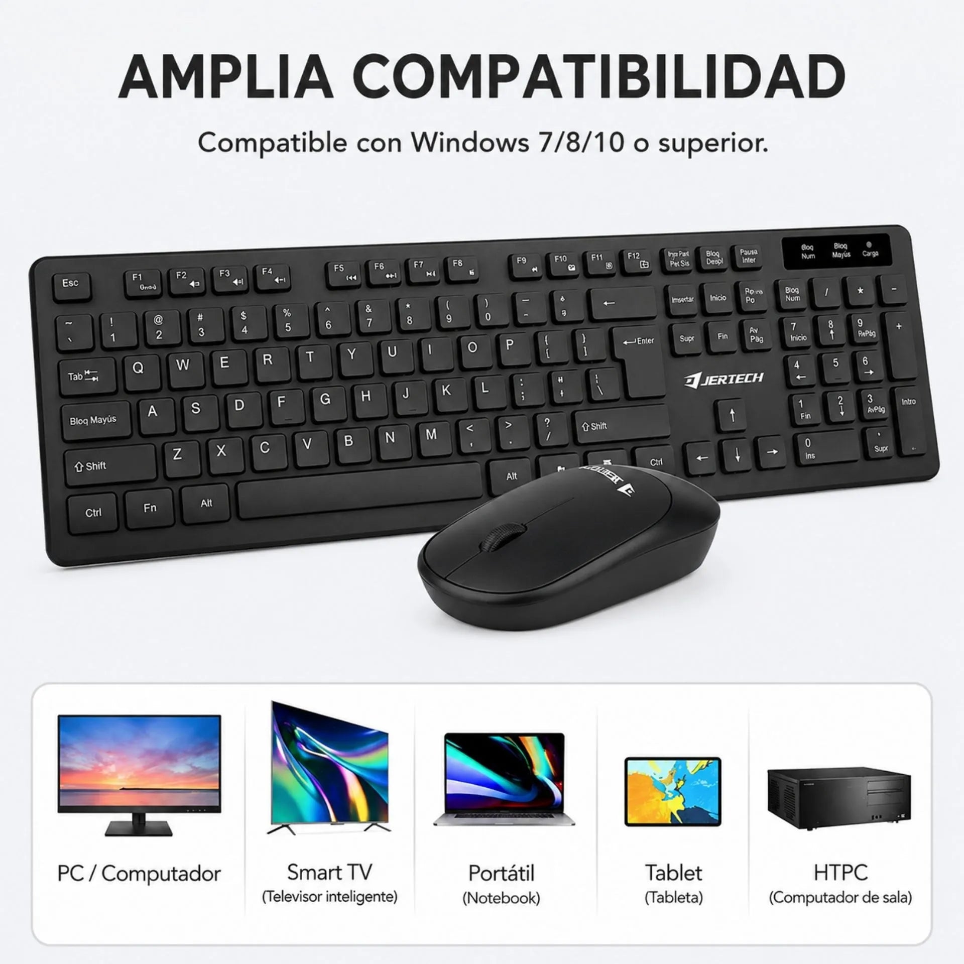 Combo Teclado y Mouse Inalámbrico 2.4G Jertech  KM400