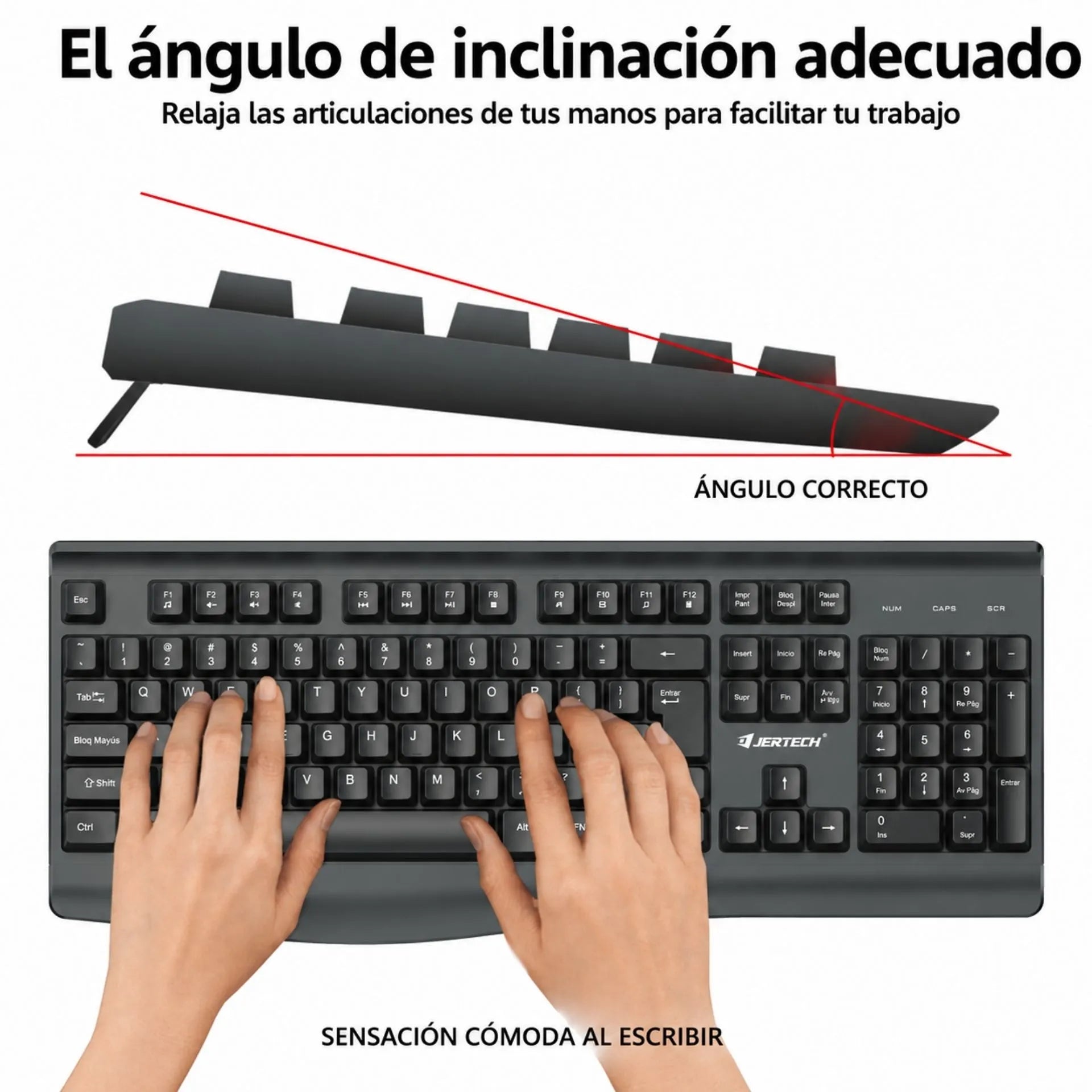Combo Inalámbrico Teclado Con Reposamanos Y Mouse USB 2.4G Jertech KM500