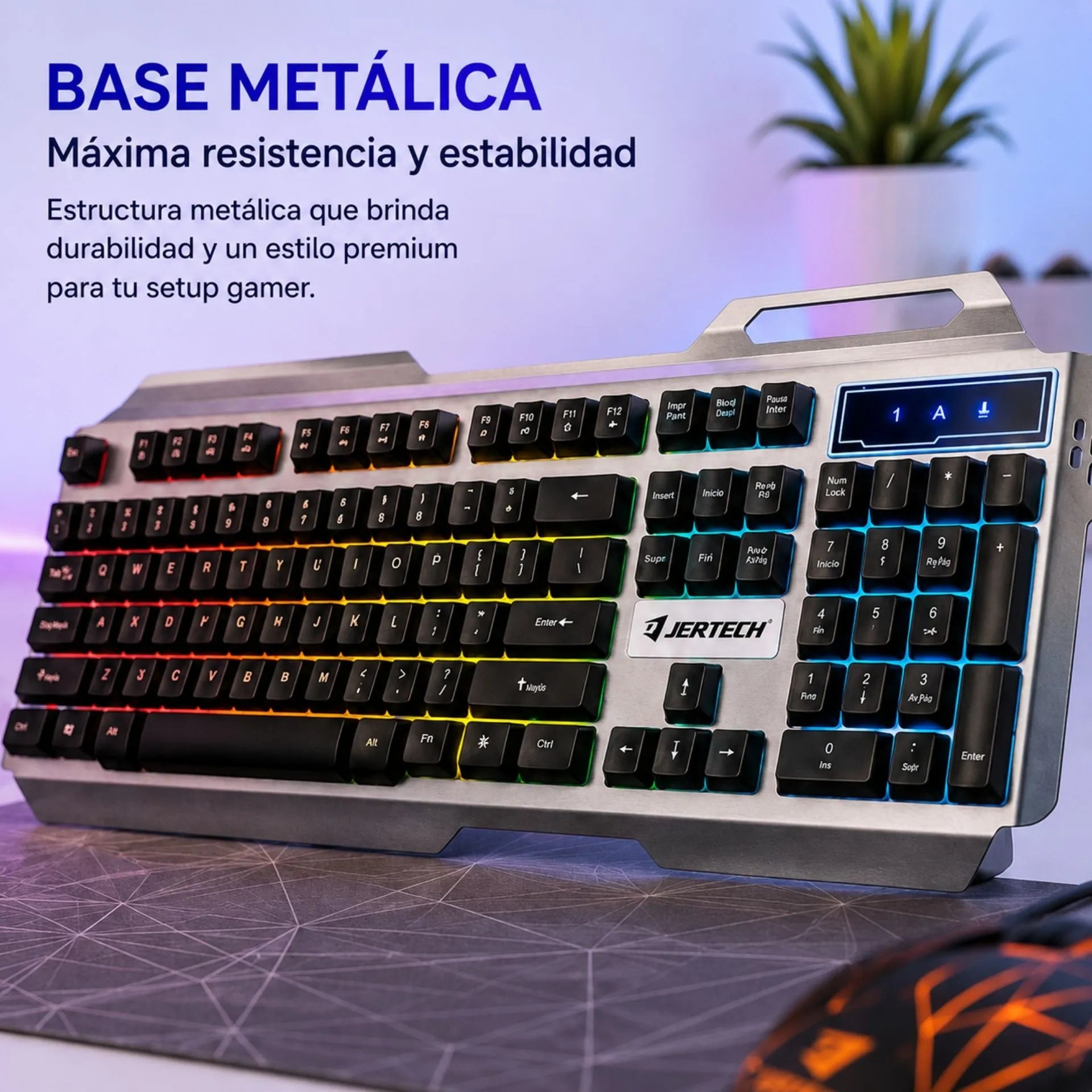 Combo Teclado Y Mouse Gamer Alámbrico USB Retroiluminado RGB Base Metálica Jertech KM950