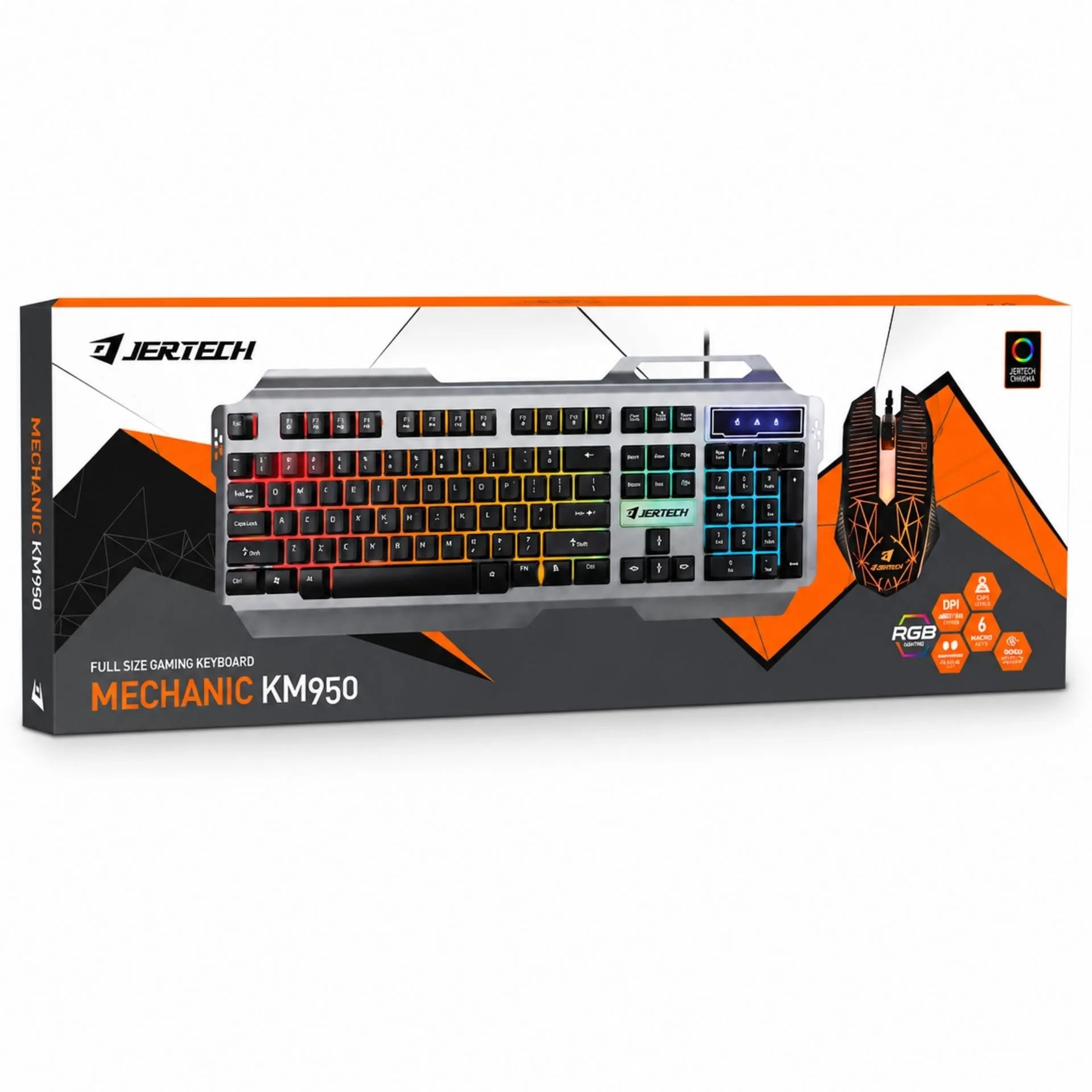 Combo Teclado Y Mouse Gamer Alámbrico USB Retroiluminado RGB Base Metálica Jertech KM950