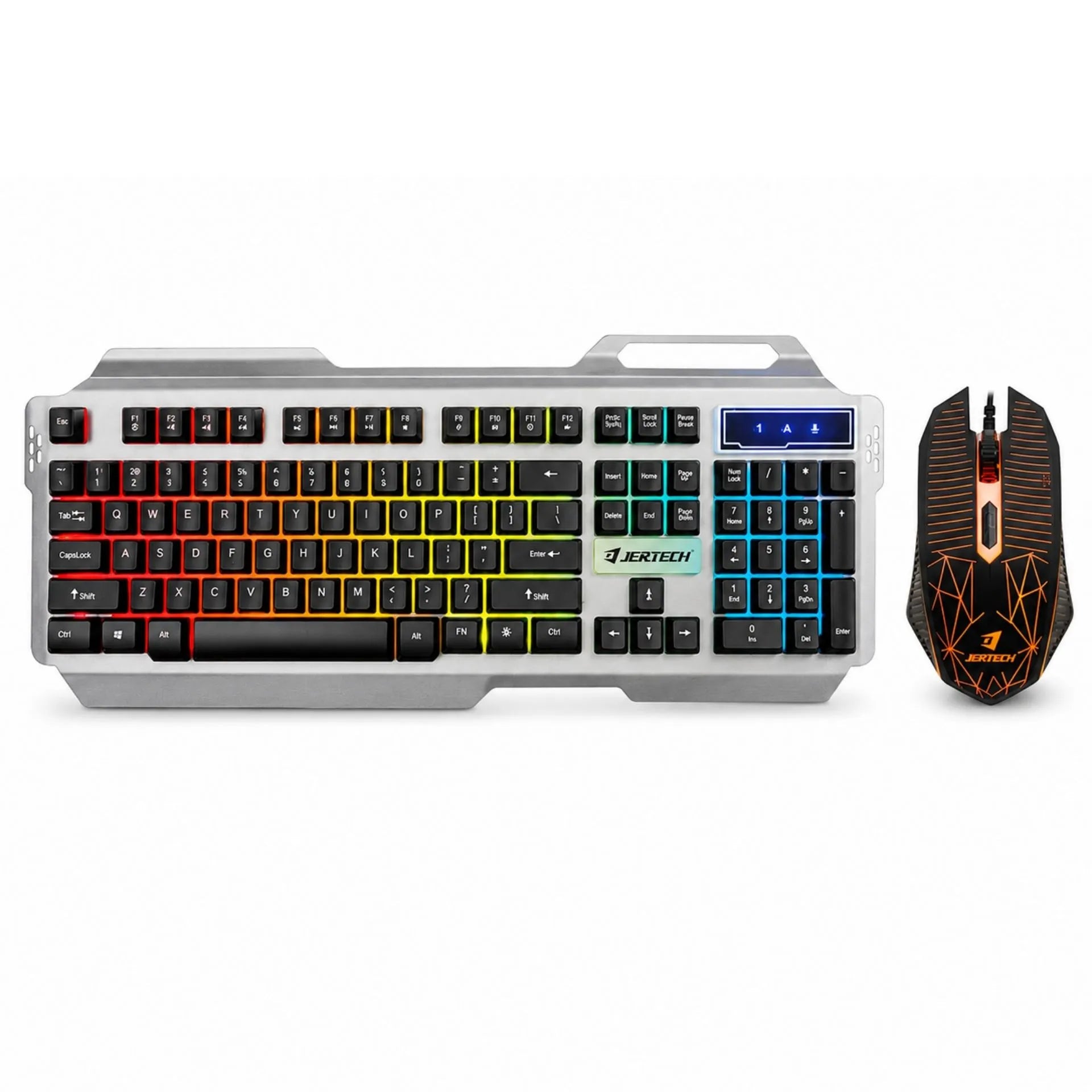 Combo Teclado Y Mouse Gamer Alámbrico USB Retroiluminado RGB Base Metálica Jertech KM950