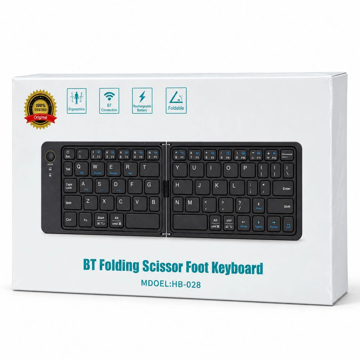 Teclado Plegable Bluetooth 5.0 Slim Con Teclas Silenciosas Y Batería Recargable HB-028