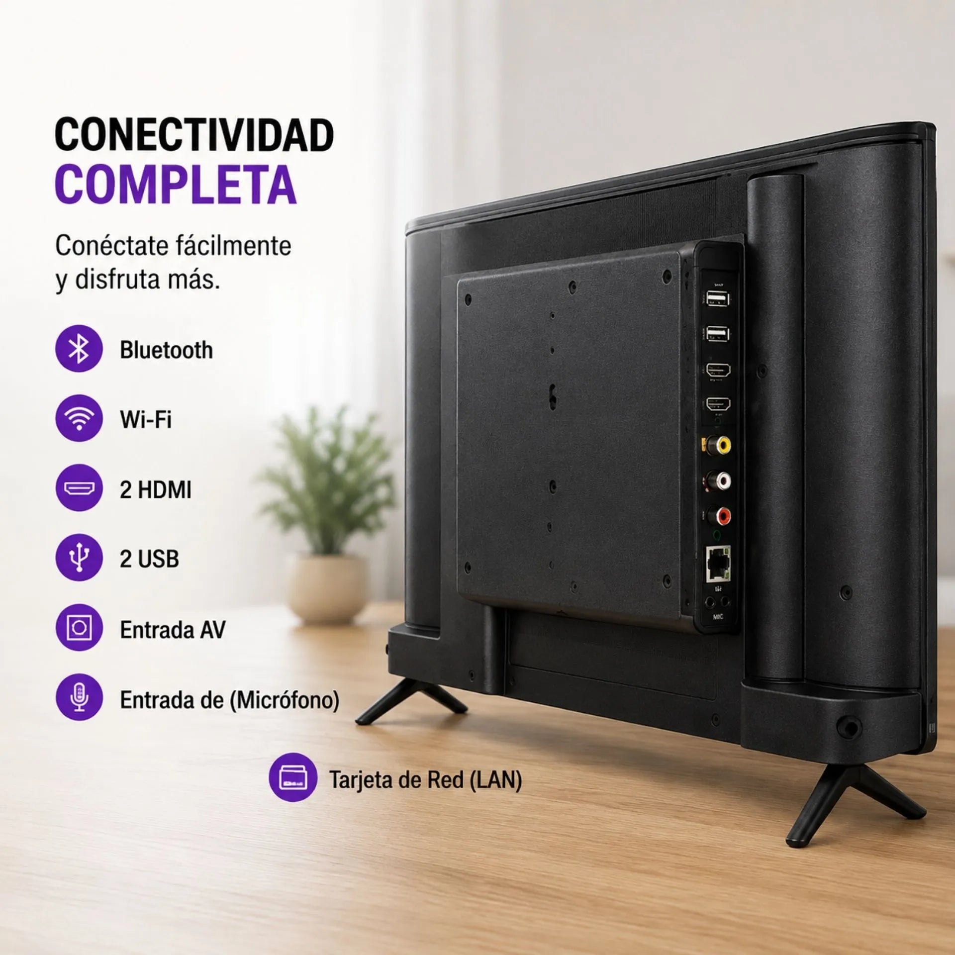 Televisor Smart TV 22 Pulgadas Android 14 Con Control Inalámbrico y Vidrio Templado 22