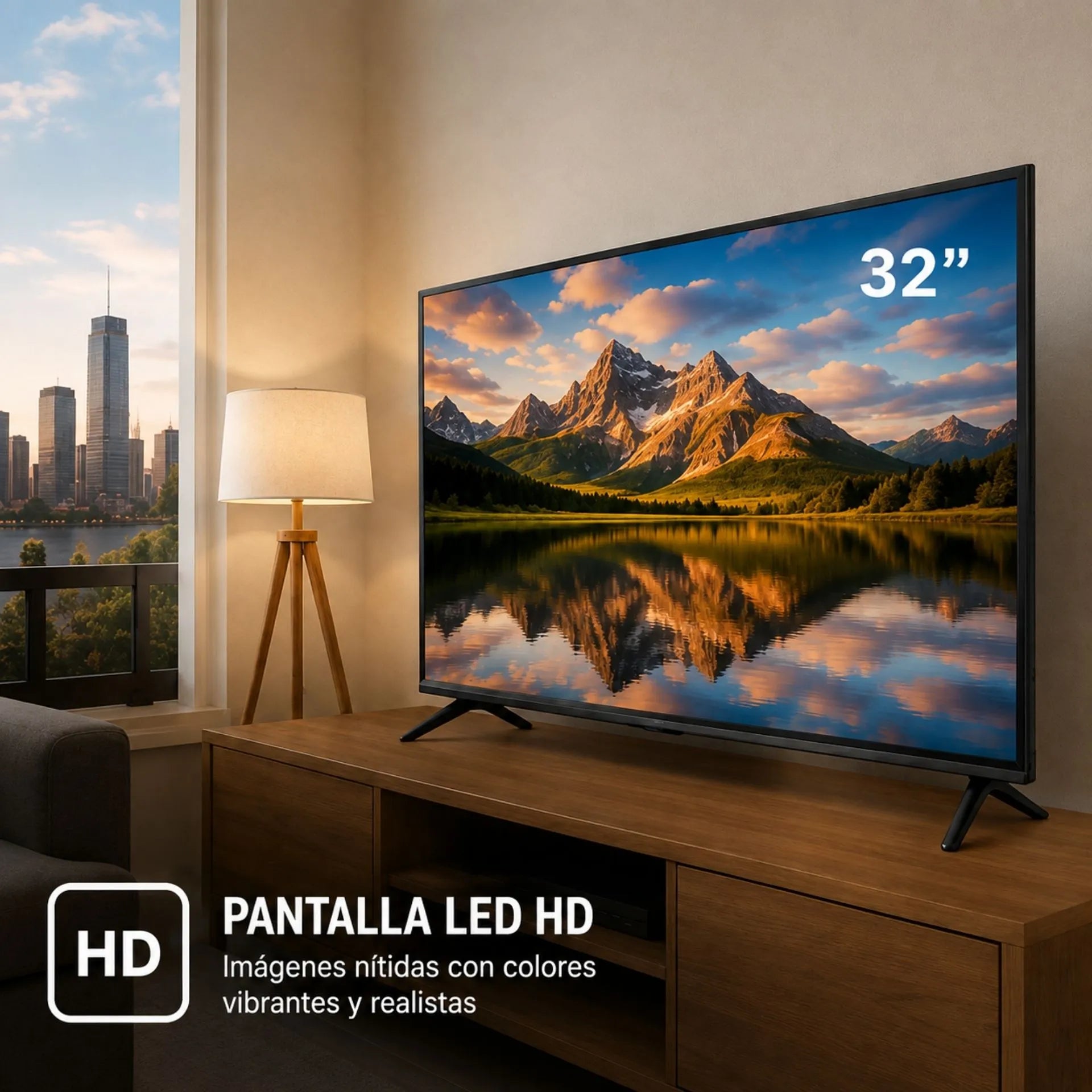 Televisor Smart TV 32 Pulgadas Android 14 Con Control Inalámbrico y Vidrio Templado 32