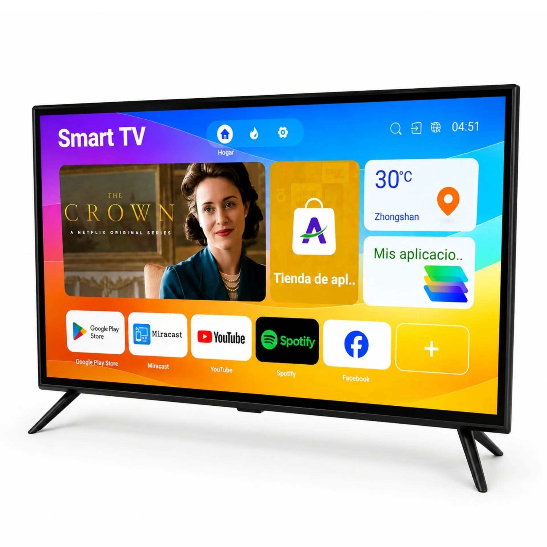 Televisor Smart TV 43 Pulgadas Android 14 Con Control Inalámbrico y Vidrio Templado 43