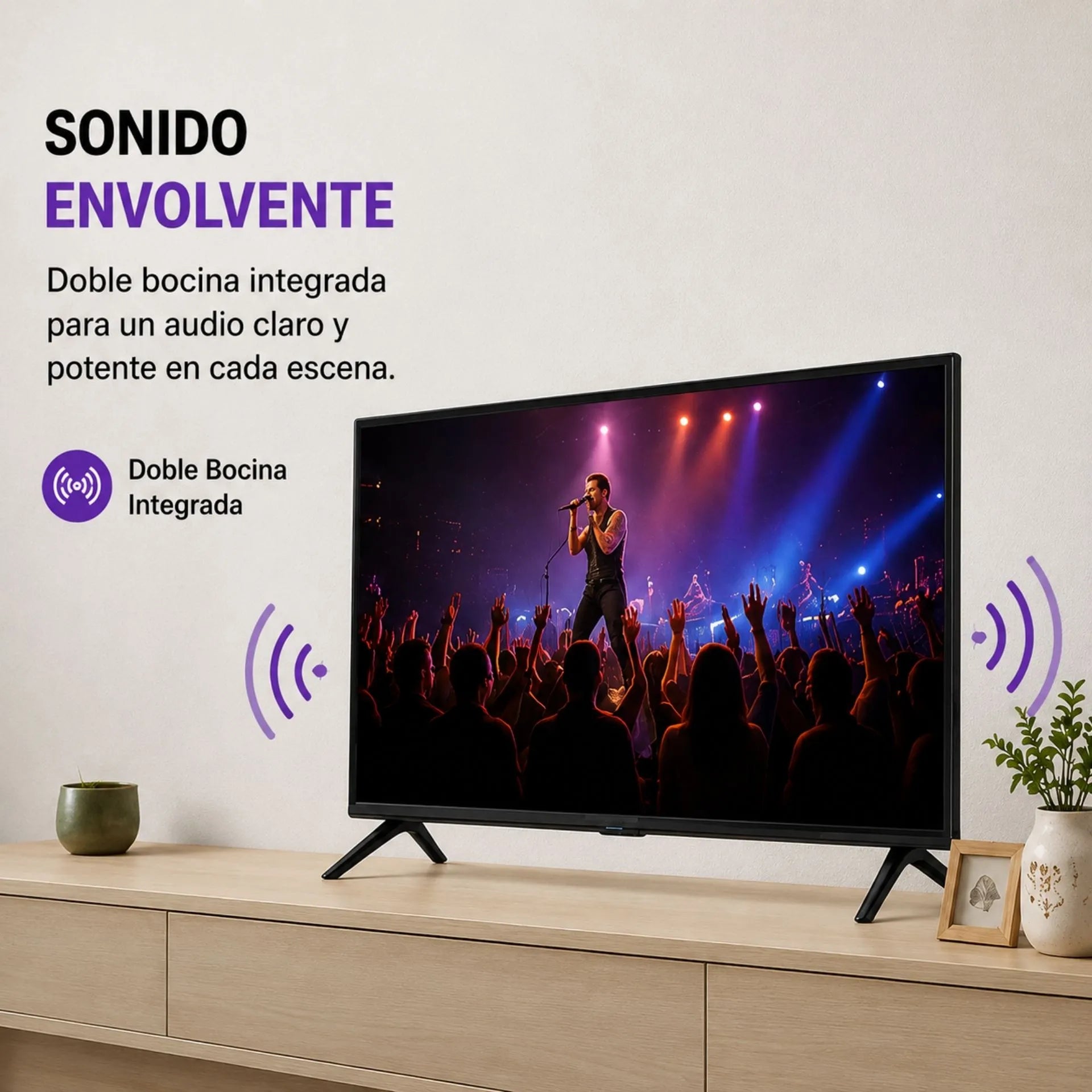 Televisor Smart TV 43 Pulgadas Android 14 Con Control Inalámbrico y Vidrio Templado 43