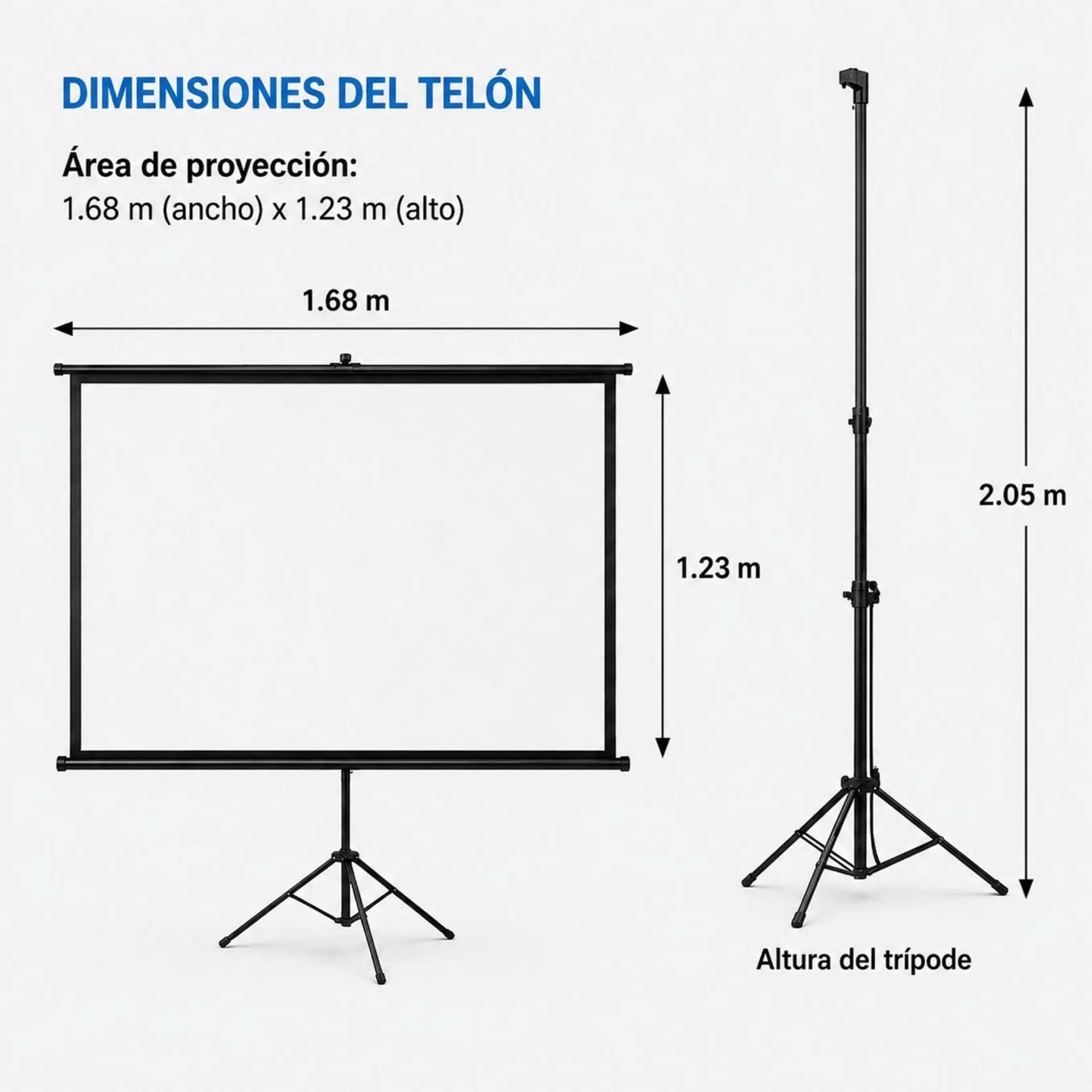 Telón Para Proyector De 82 Pulgadas Con Trípode Portátil 1.68 x 1.23 m 653-A