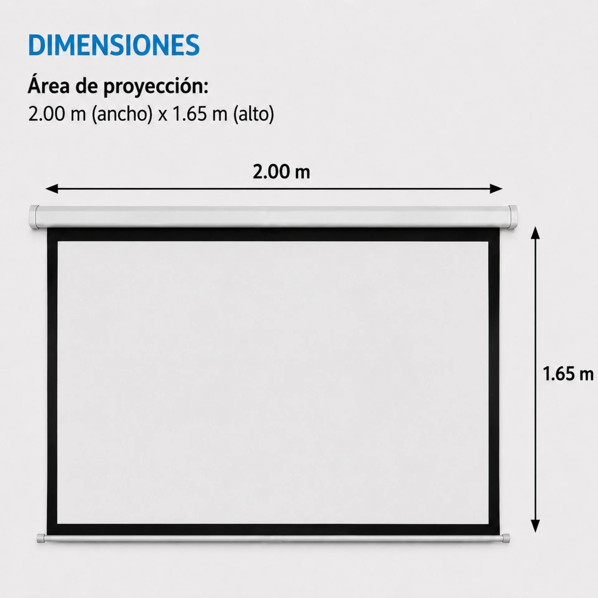 Telón Eléctrico Para Proyector De Hasta 100 Pulgadas 2 x 1.65 m Con Control Remoto 653-C