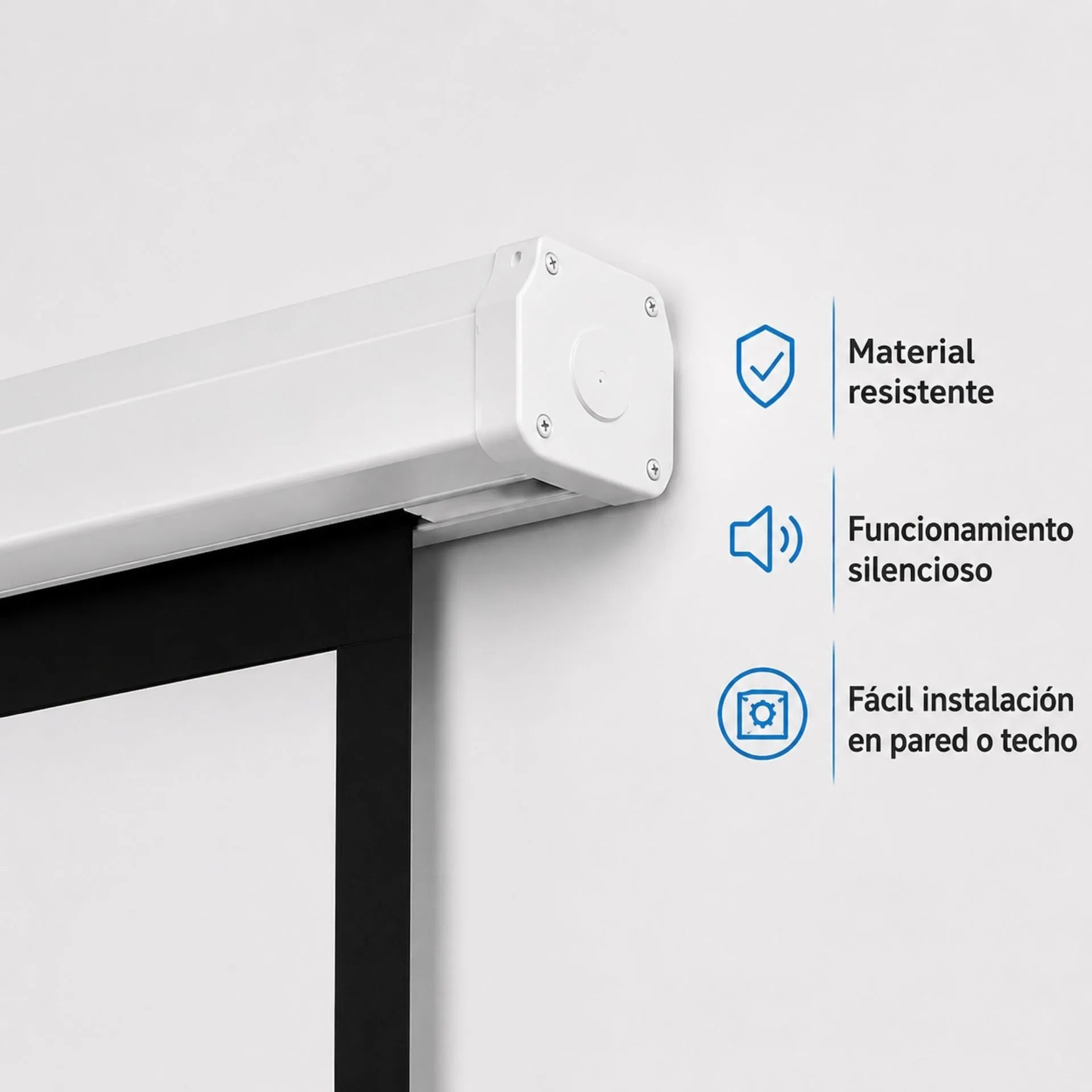 Telón Eléctrico Para Proyector De Hasta 100 Pulgadas 2 x 1.65 m Con Control Remoto 653-C