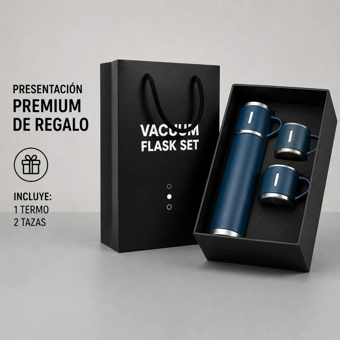 Termo Térmico En Acero Inoxidable Con 3 Tazas Y Aislamiento Al Vacío GD-G1