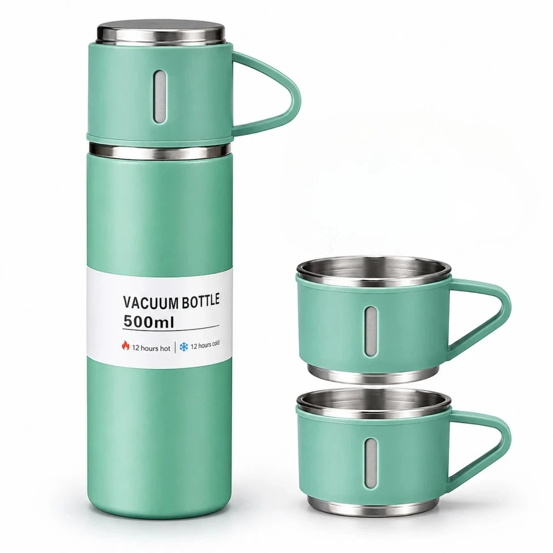 Termo Térmico En Acero Inoxidable Con 3 Tazas Y Aislamiento Al Vacío GD-G1