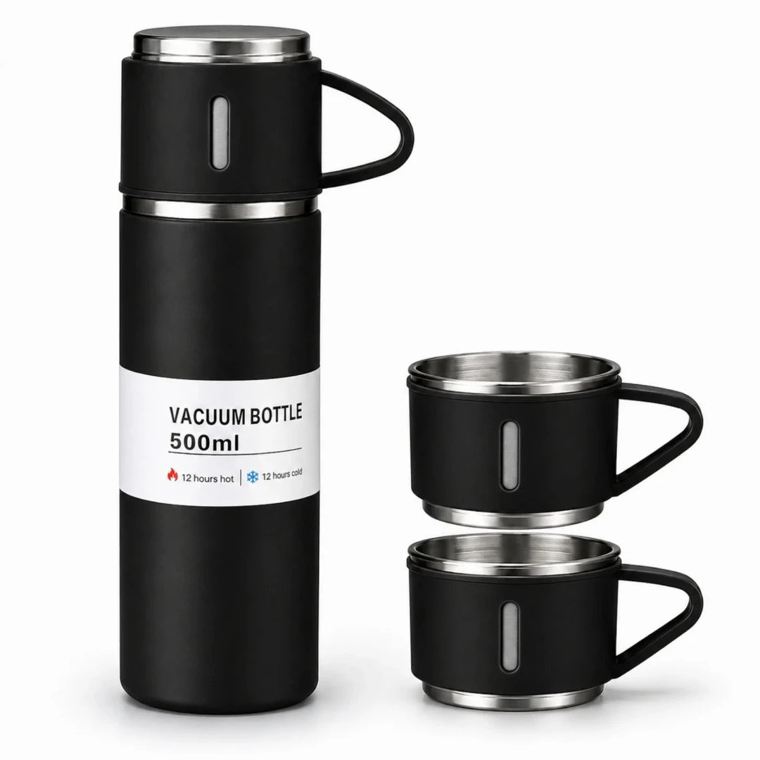 Termo Térmico En Acero Inoxidable Con 3 Tazas Y Aislamiento Al Vacío GD-G1