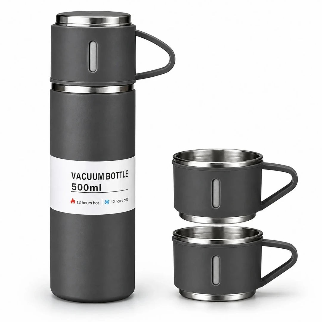 Termo Térmico En Acero Inoxidable Con 3 Tazas Y Aislamiento Al Vacío GD-G1