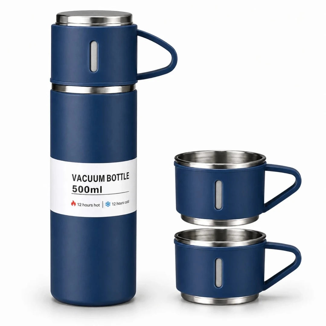 Termo Térmico En Acero Inoxidable Con 3 Tazas Y Aislamiento Al Vacío GD-G1