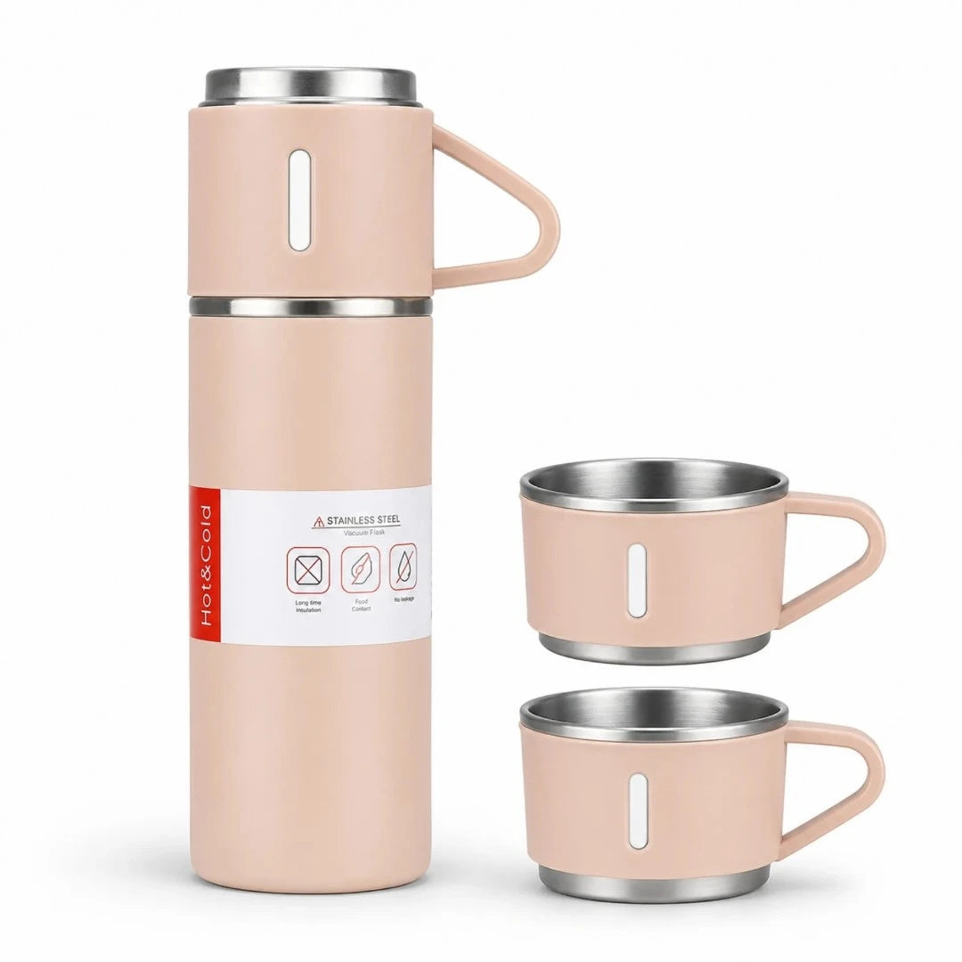 Termo Térmico En Acero Inoxidable Con 3 Tazas Y Aislamiento Al Vacío GD-G1