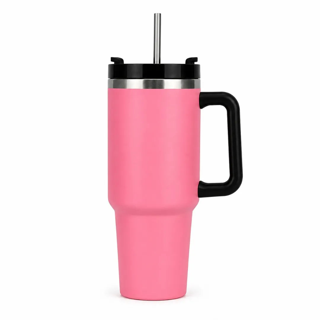 Termo En Acero Inoxidable Con Pitillo Y Aislamiento Térmico Doble Pared Con Manija Baihuo City UL-441