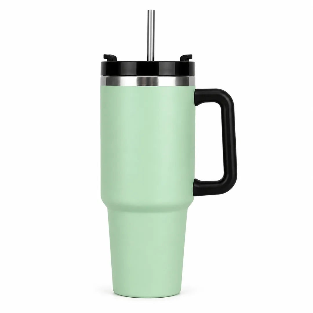 Termo En Acero Inoxidable Con Pitillo Y Aislamiento Térmico Doble Pared Con Manija Baihuo City UL-441