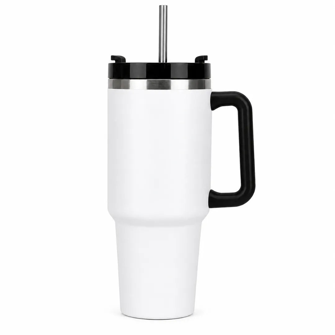 Termo En Acero Inoxidable Con Pitillo Y Aislamiento Térmico Doble Pared Con Manija Baihuo City UL-441
