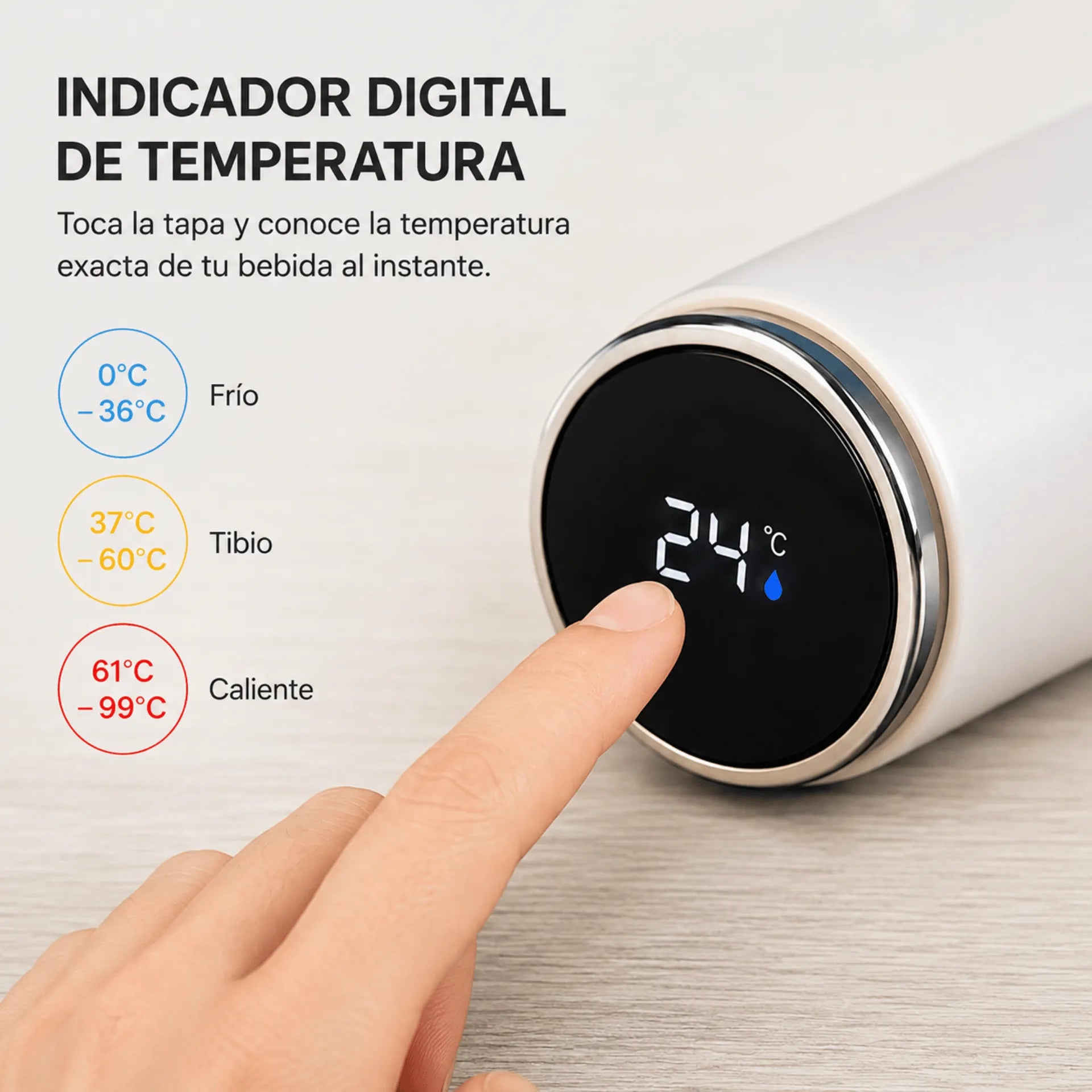 Termo Inteligente De Acero Inoxidable Con Indicador De Temperatura 300ml X228 TEMPERATURE