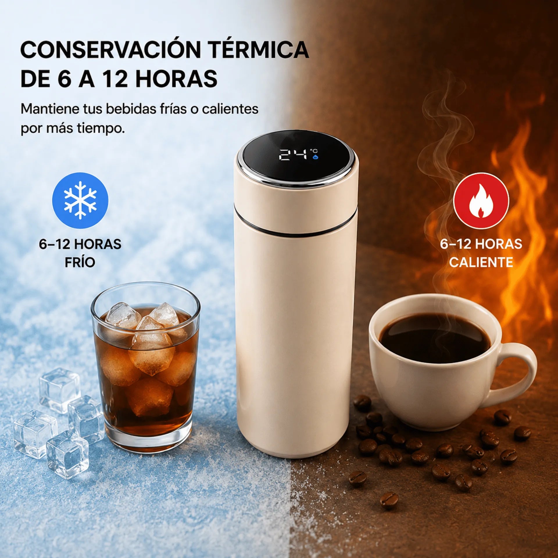 Termo Inteligente De Acero Inoxidable Con Indicador De Temperatura 300ml X228 TEMPERATURE