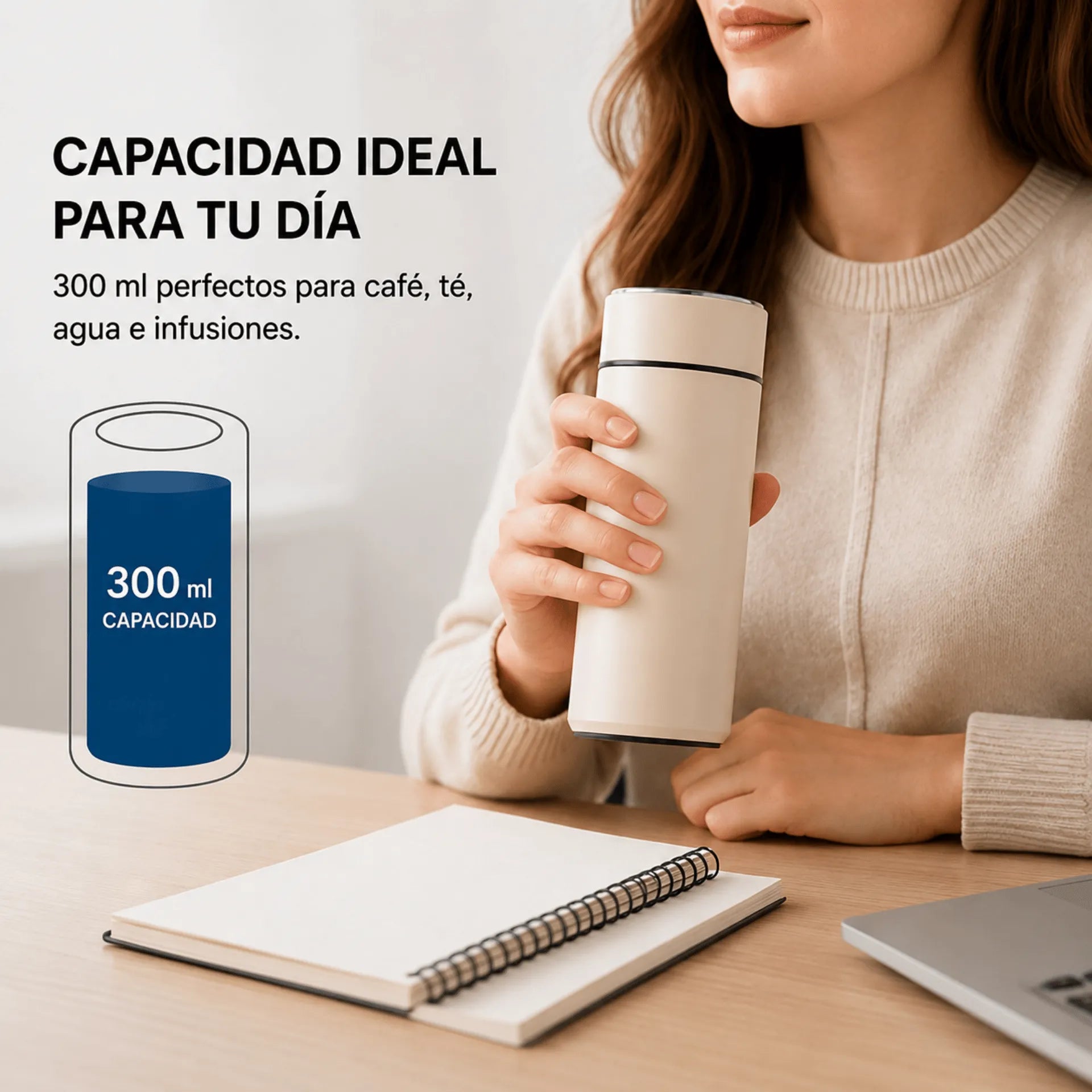 Termo Inteligente De Acero Inoxidable Con Indicador De Temperatura 300ml X228 TEMPERATURE