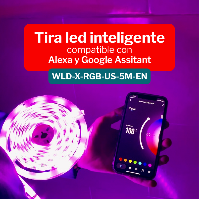 Cargue la imagen en el visor de la galería, Tira Led Decorativa Multicolor Alexa 5MT WLD-X-RGB-US-5M-EN ¡Envio Gratis!
