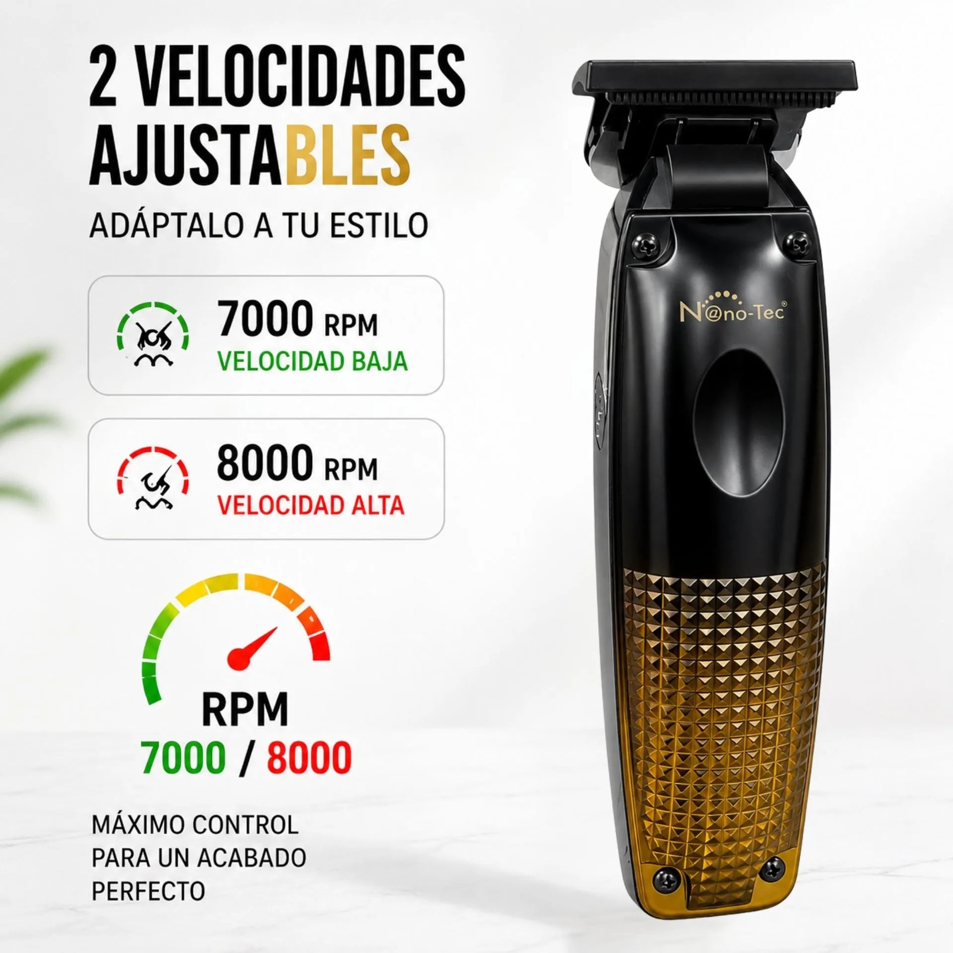 Trimmer Profesional Recargable Con Pantalla LED y Peines Guía Nano-Tec NT-CP680
