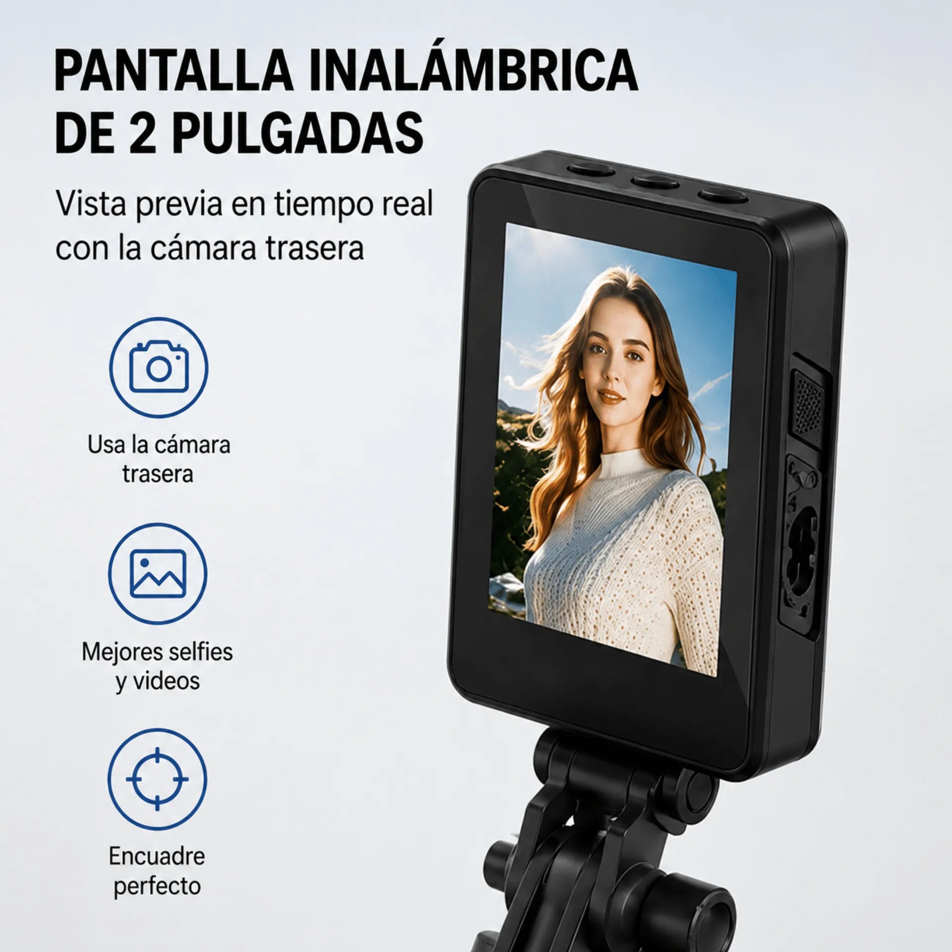 Trípode Selfie Extensible Con Pantalla Inalámbrica De 2 Pulgadas AE0508
