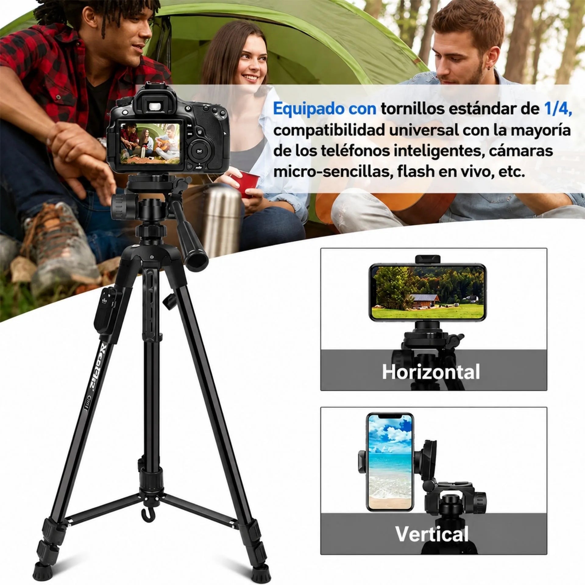 Trípode Profesional para Cámara y Celular Extensible 1.55 Metros NeePho NP-8830