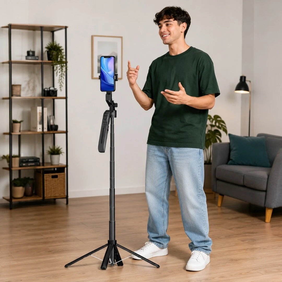 Trípode Para Celular Con Seguidor De Movimiento Y Control Bluetooth De 1.8 Metros C12