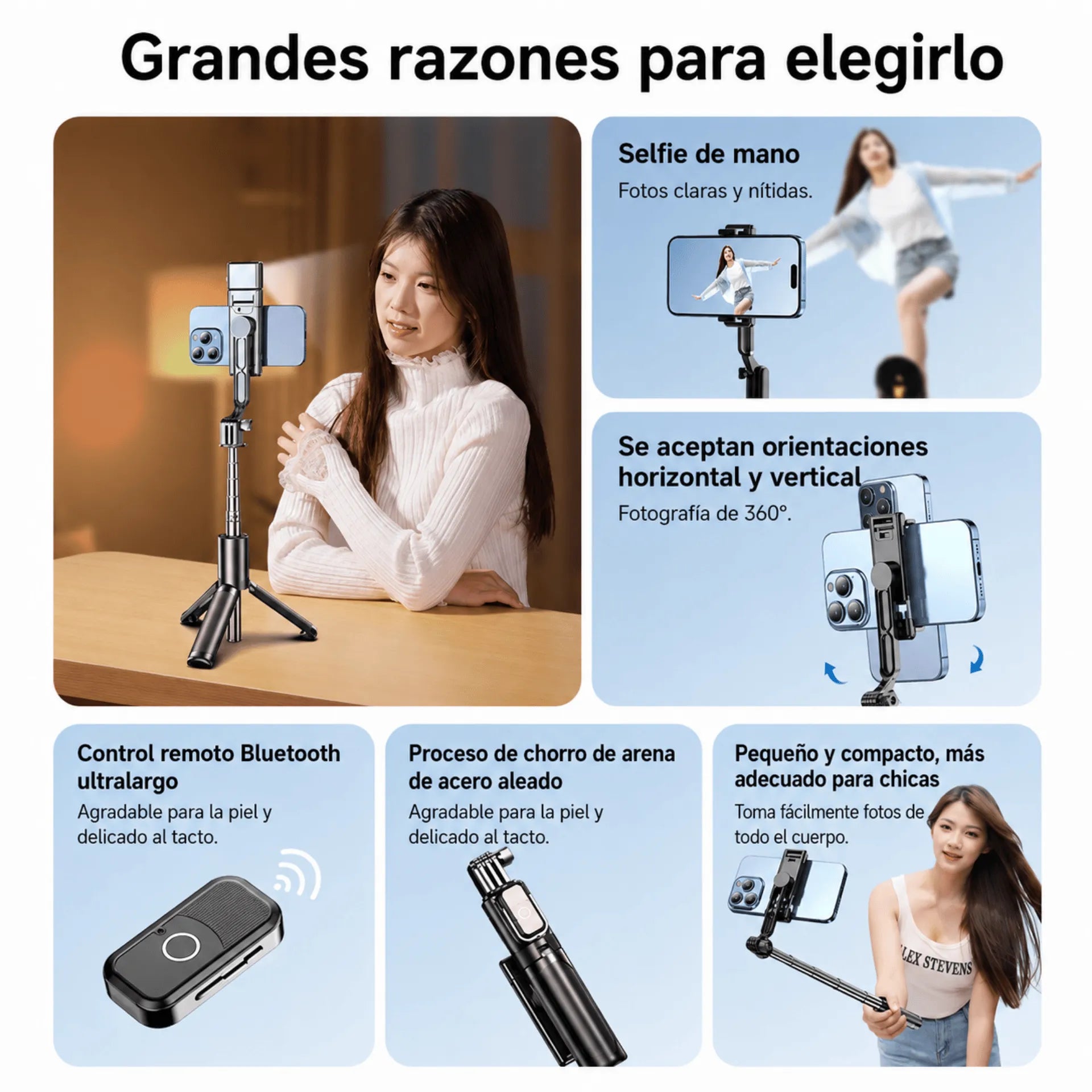 Trípode Palo Selfie Bluetooth Extensible Con Rotación 360° Baihuo City MY-7797