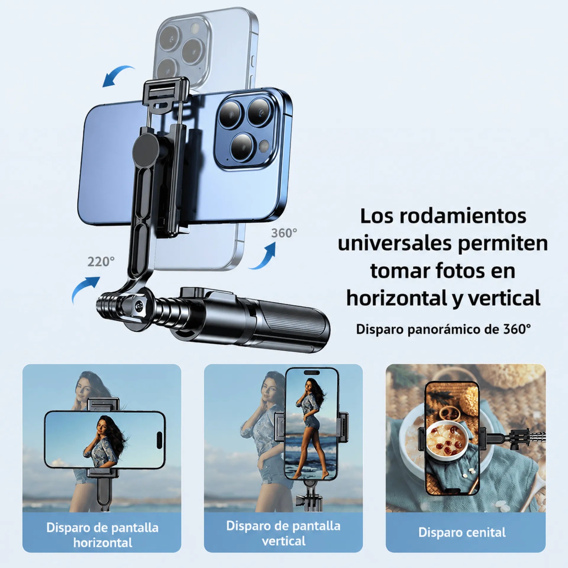 Trípode Palo Selfie Bluetooth Extensible Con Rotación 360° Baihuo City MY-7797