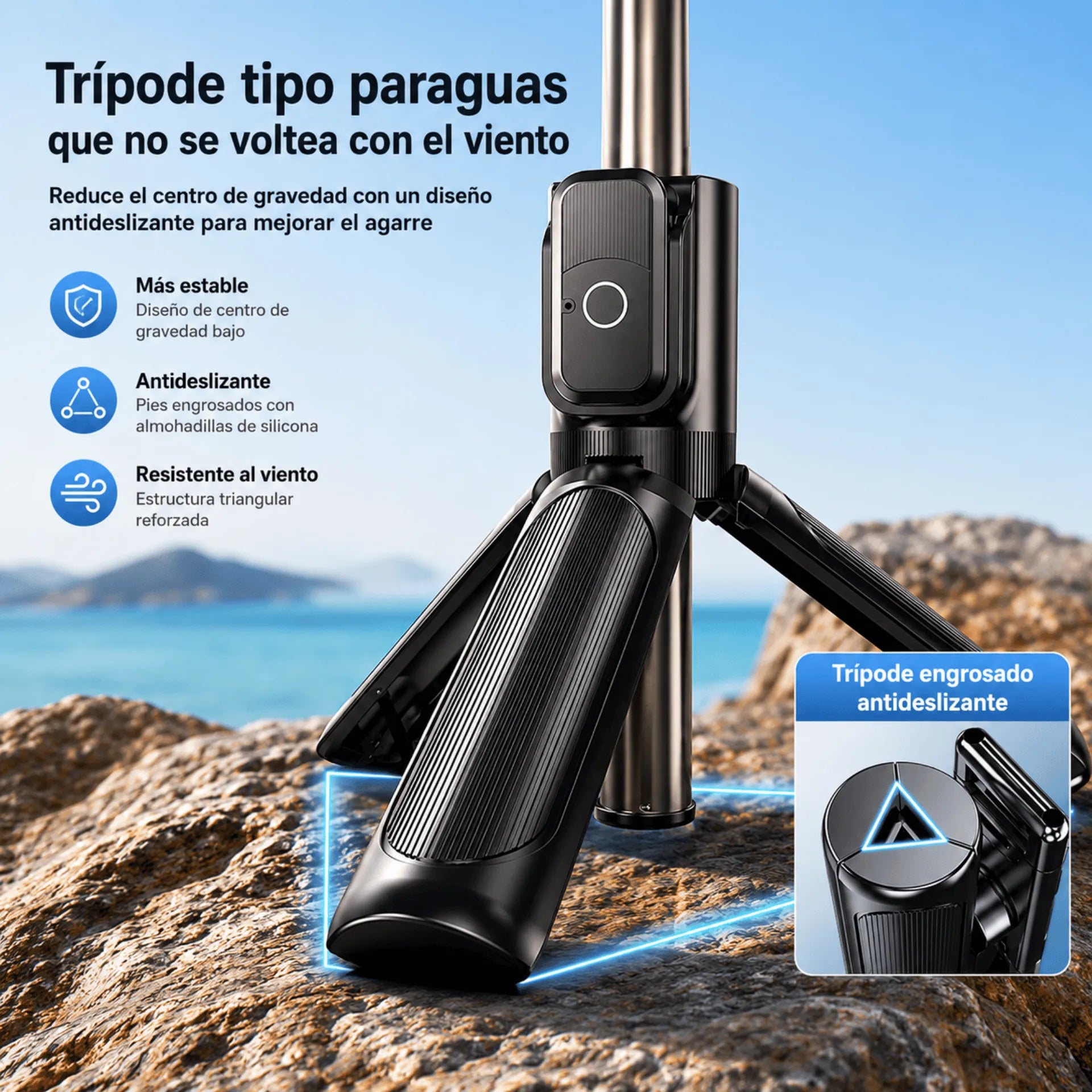Trípode Palo Selfie Bluetooth Extensible Con Rotación 360° Baihuo City MY-7797